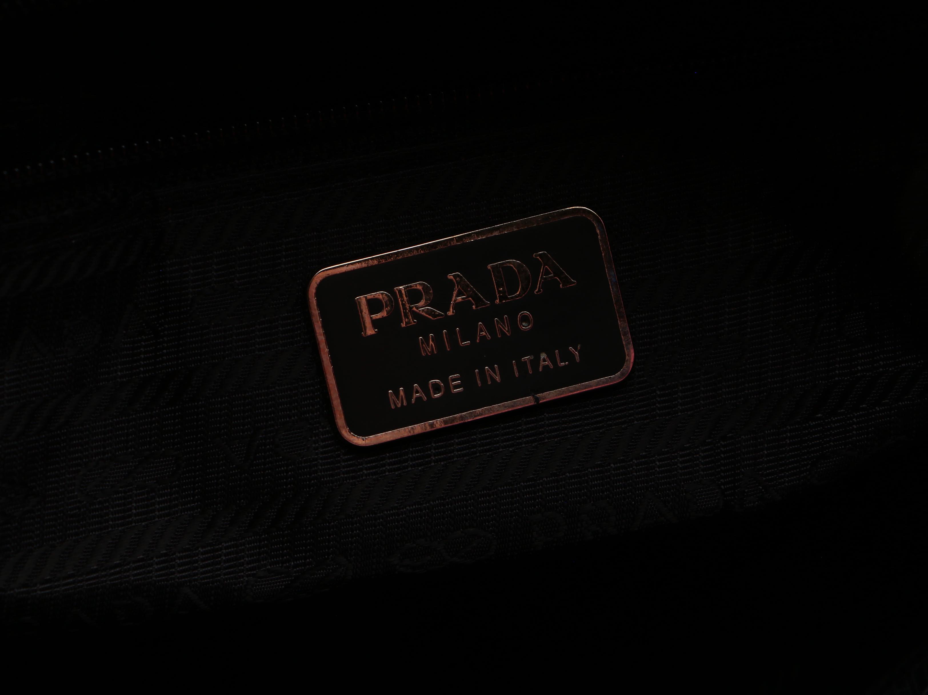 Prada Pink Nylon and Black Leather Tote Bag