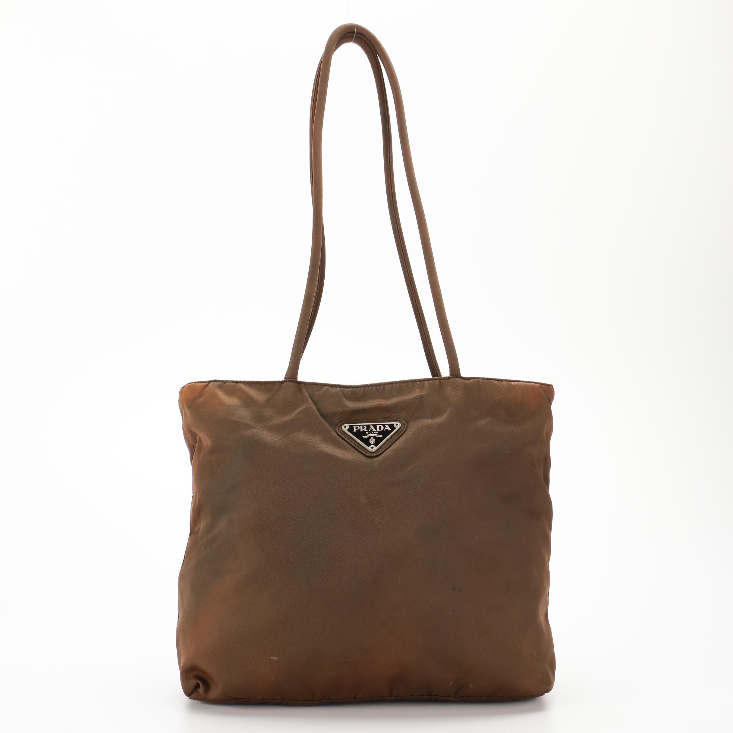Prada City Tote Shoulder Bag in Brown Nylon