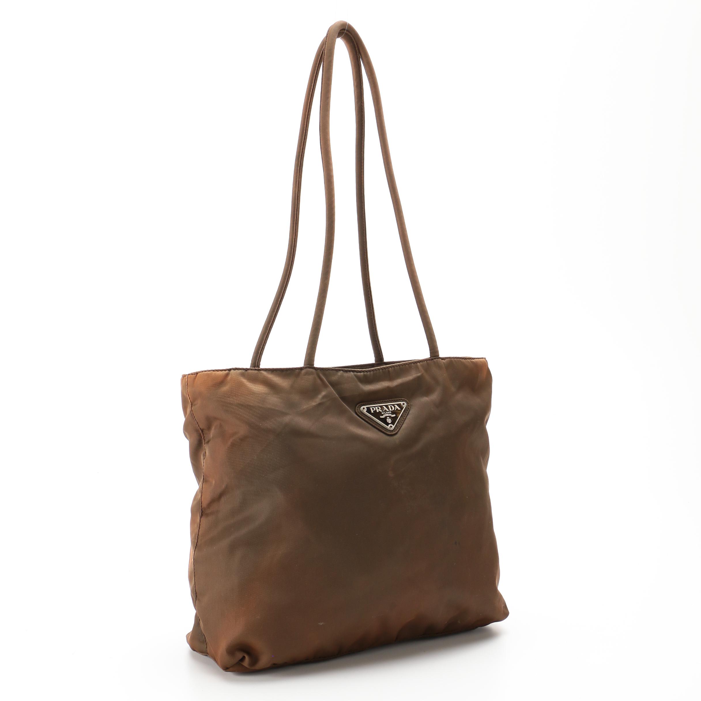Prada City Tote Shoulder Bag in Brown Nylon