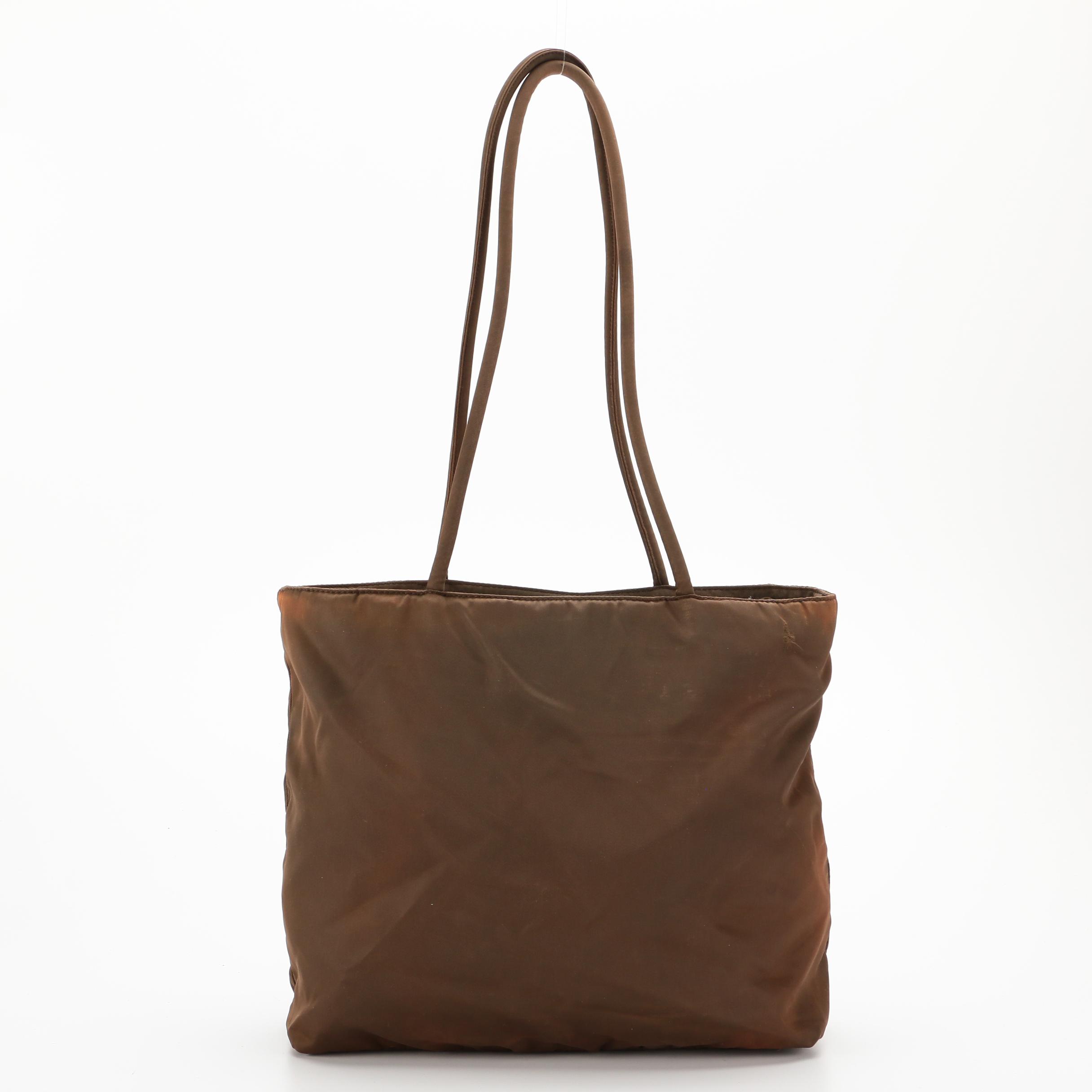 Prada City Tote Shoulder Bag in Brown Nylon