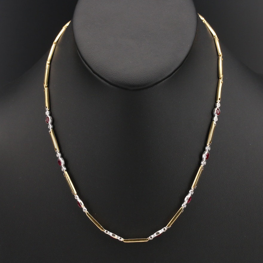 18K Ruby and Diamond Link Necklace
