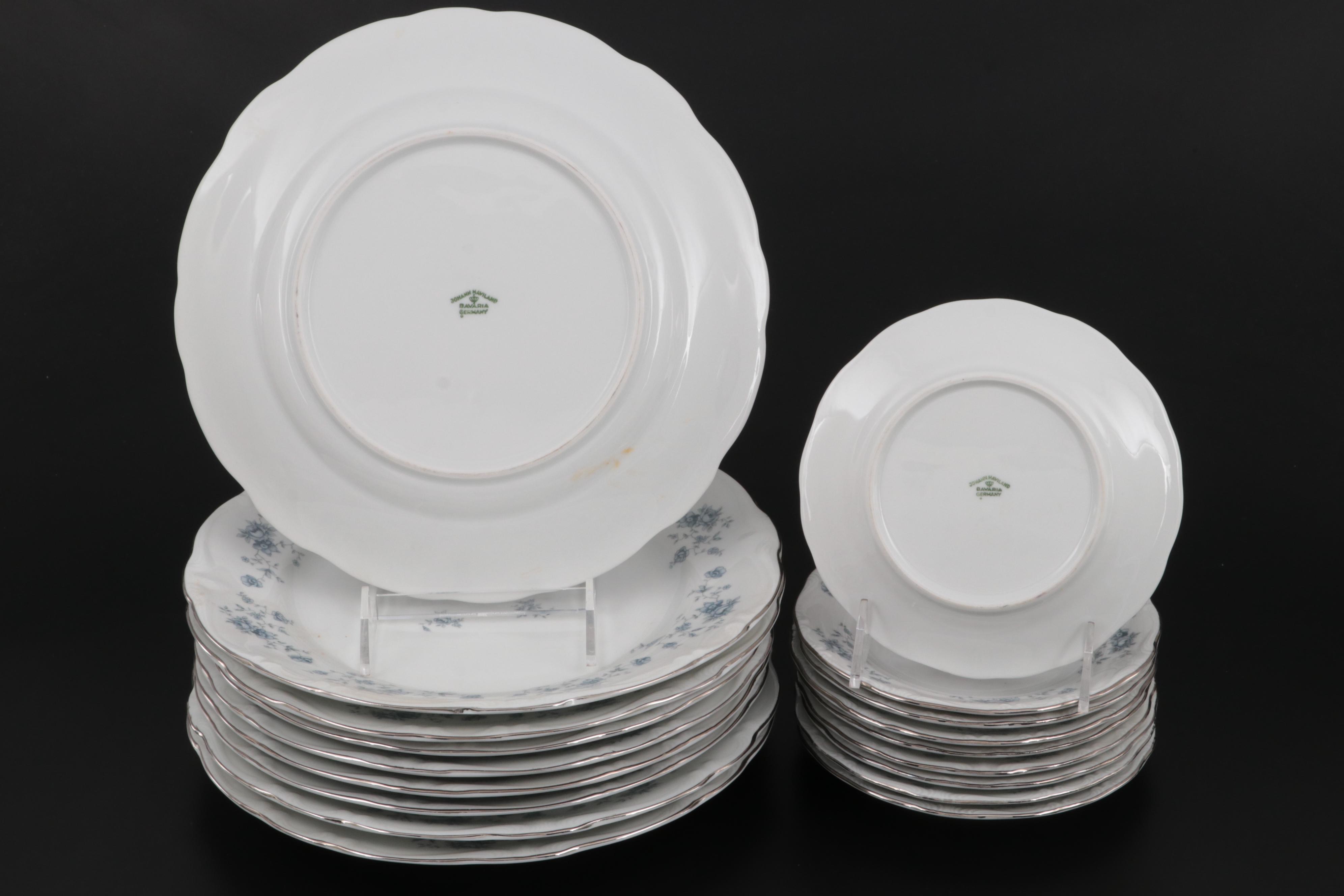 Johann Haviland "Blue Garland" Porcelain Dinnerware, Mid to Late 20th Century