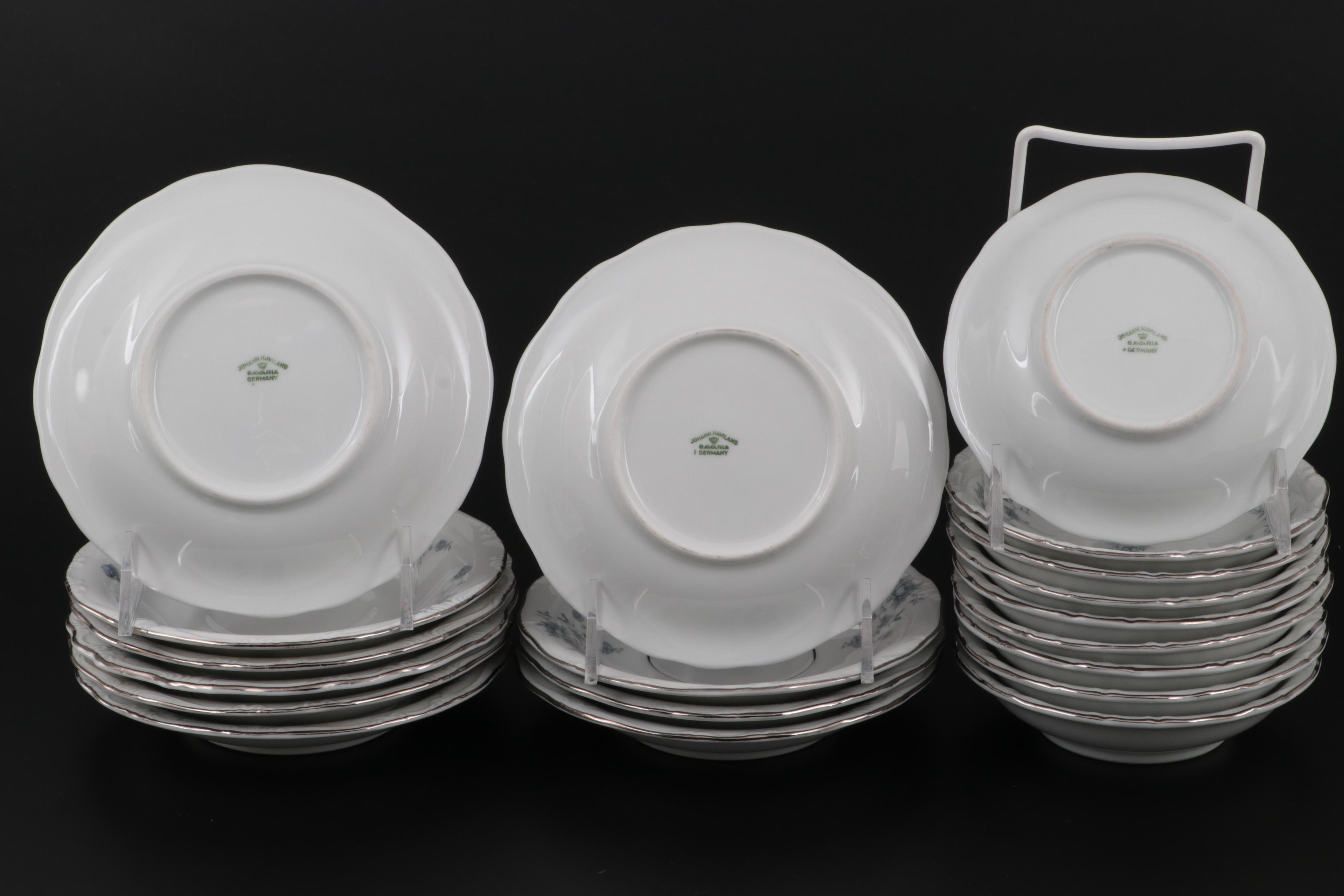 Johann Haviland "Blue Garland" Porcelain Dinnerware, Mid to Late 20th Century