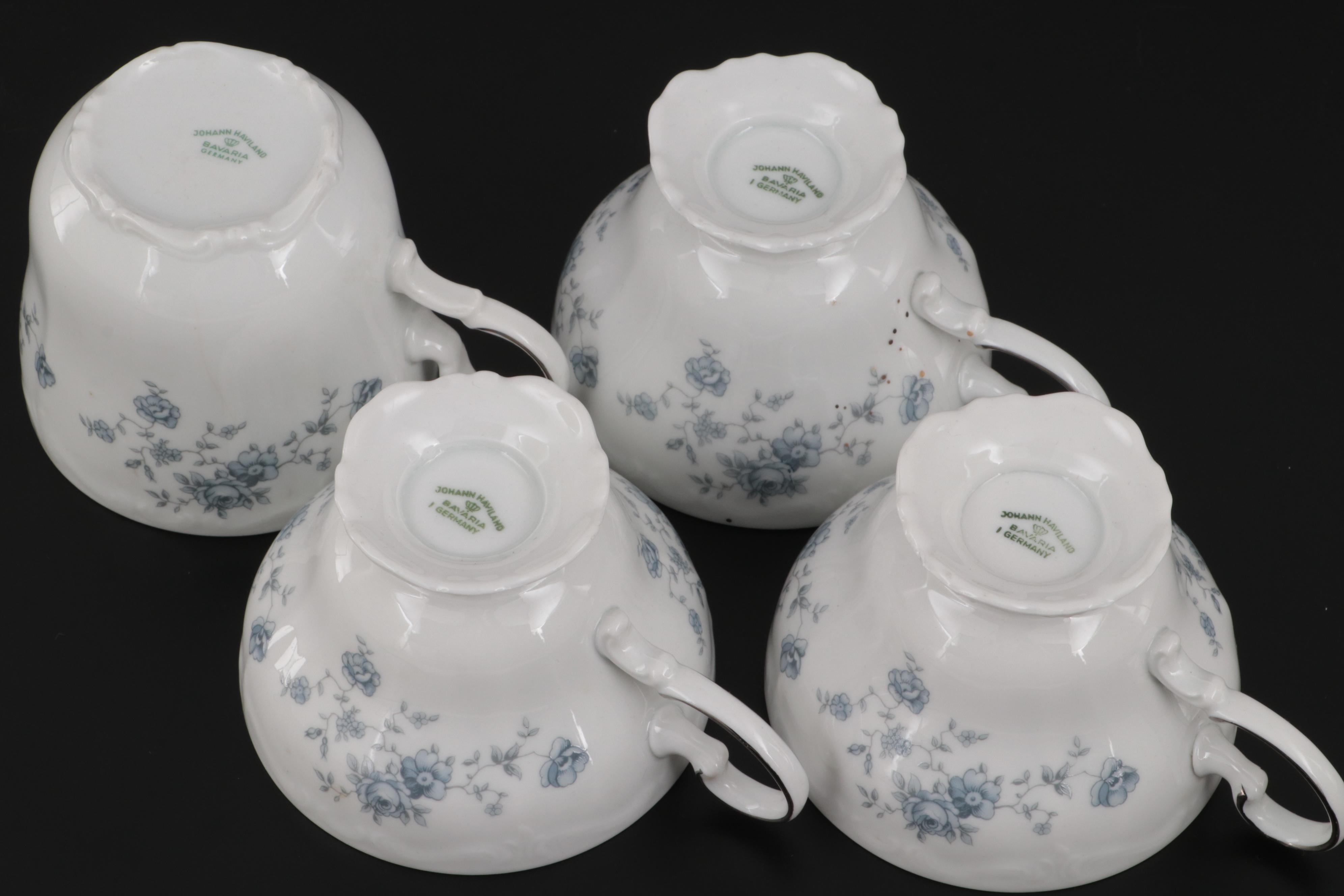 Johann Haviland "Blue Garland" Porcelain Dinnerware, Mid to Late 20th Century