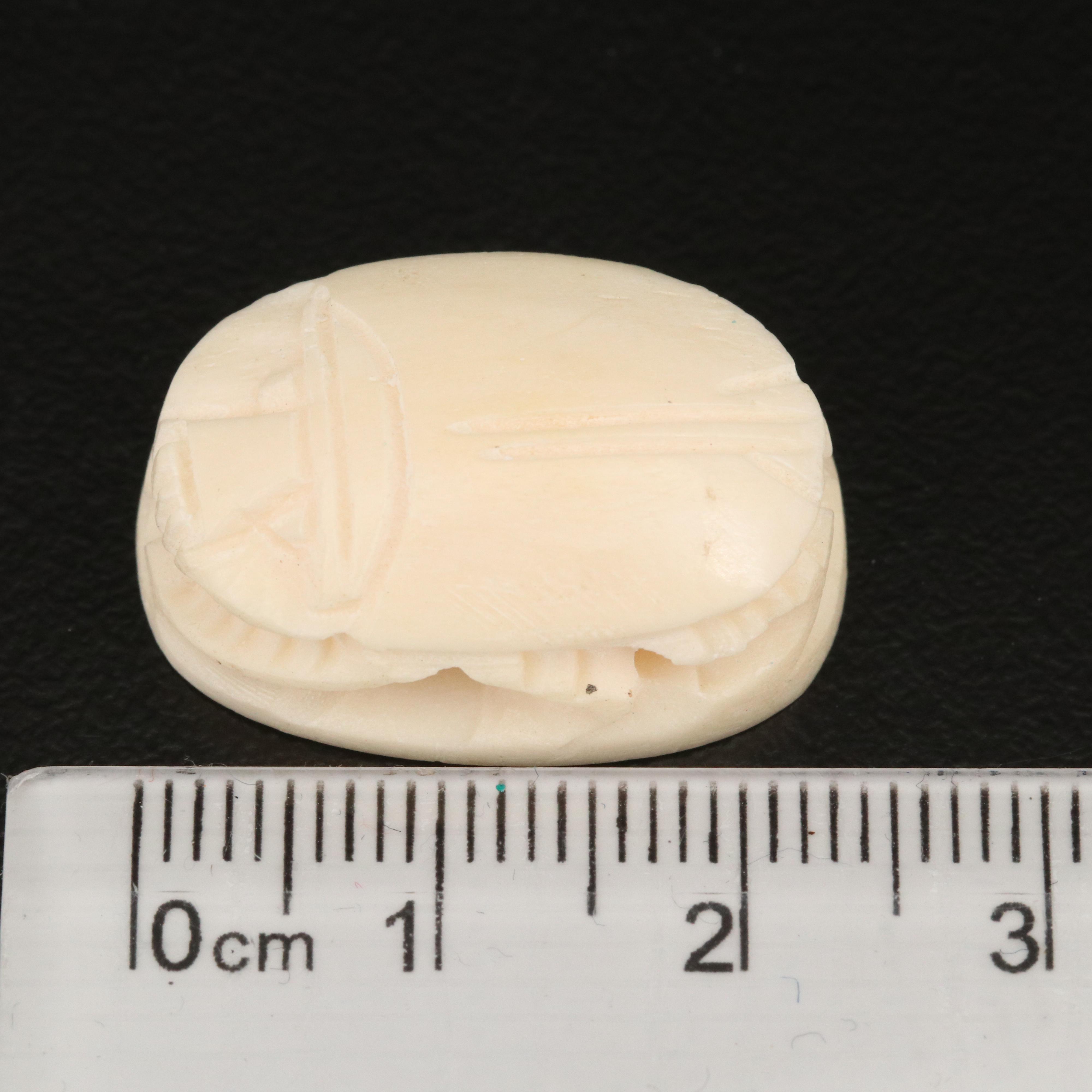 Loose Carved Bone, Faience and Lava Scarab Beads