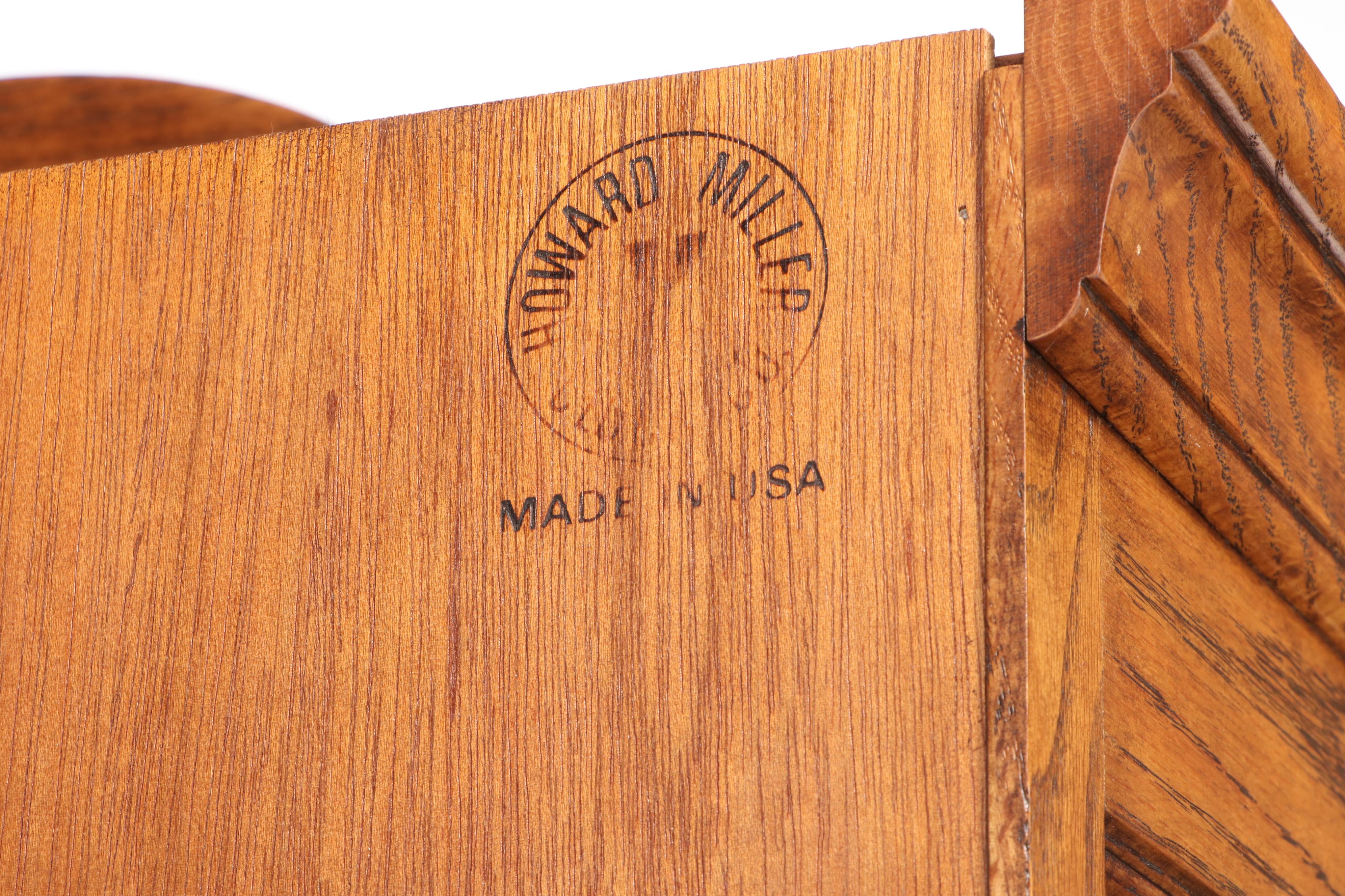 Howard Miller Oak Curio Grandfather Clock with Sidelights