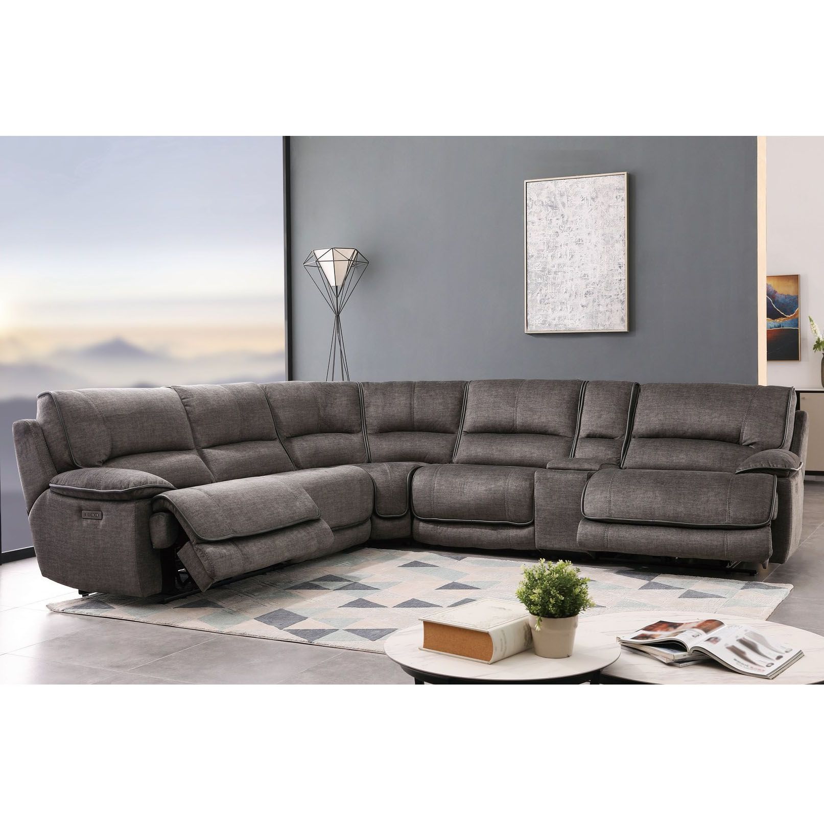 Redding 6-Piece Fabric Power Reclining Sectional with Power Headrest