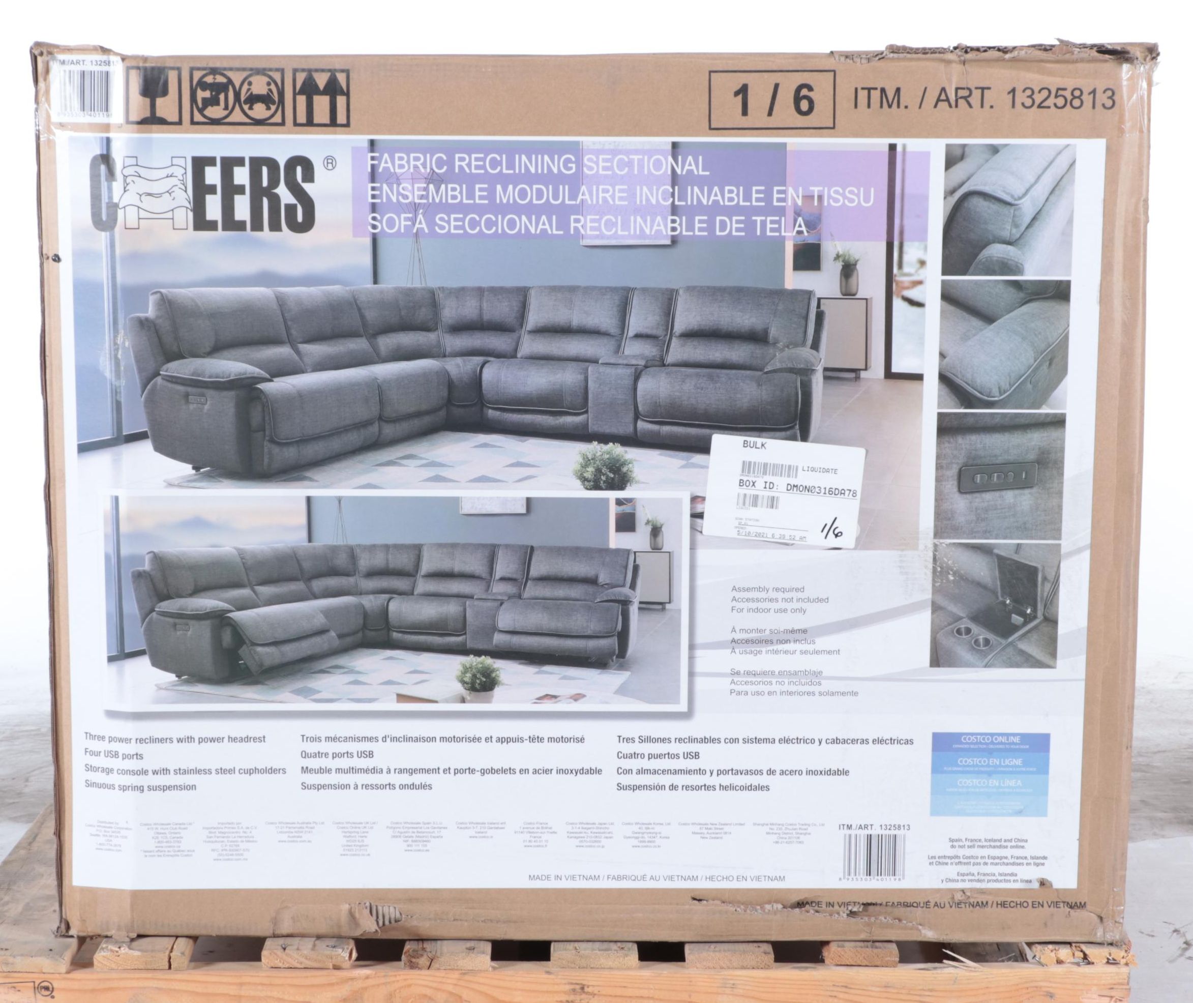 Redding 6-Piece Fabric Power Reclining Sectional with Power Headrest