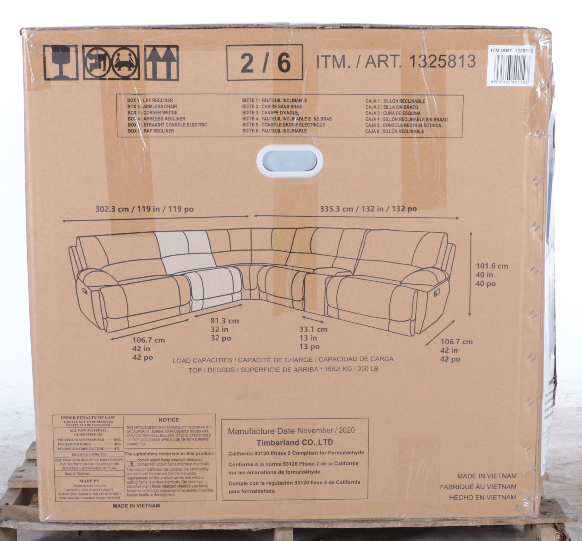 Redding 6-Piece Fabric Power Reclining Sectional with Power Headrest