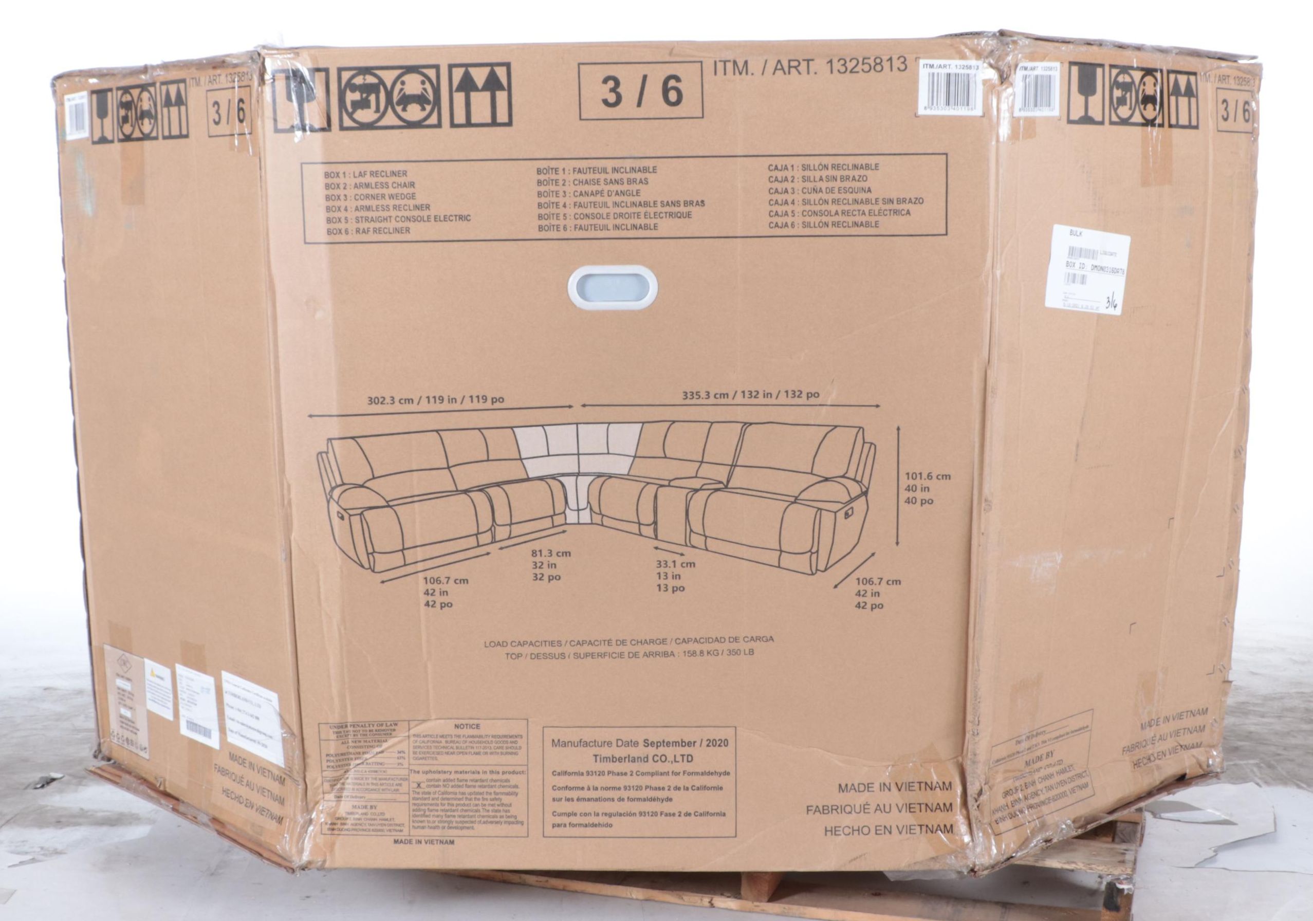 Redding 6-Piece Fabric Power Reclining Sectional with Power Headrest