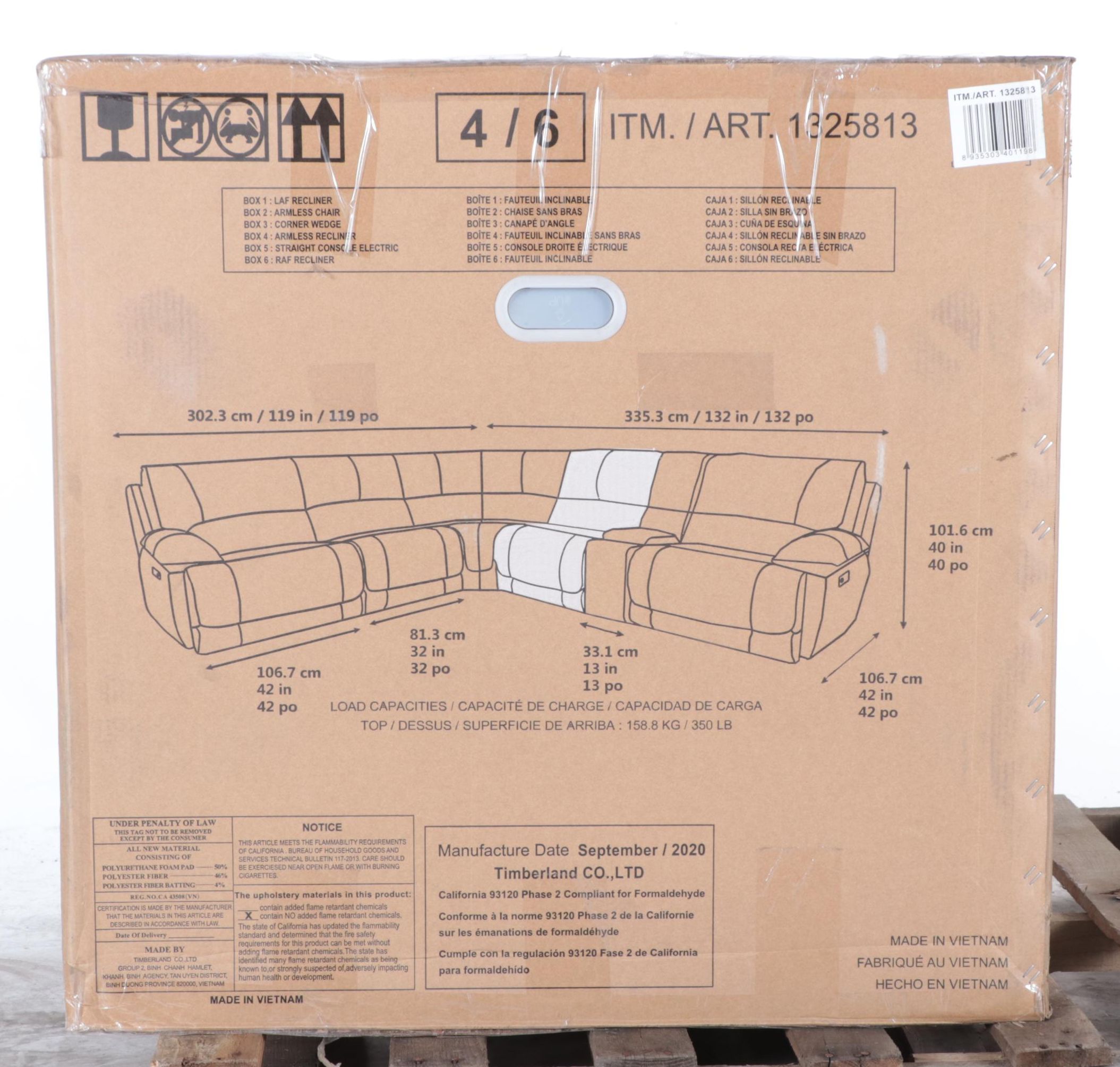 Redding 6-Piece Fabric Power Reclining Sectional with Power Headrest