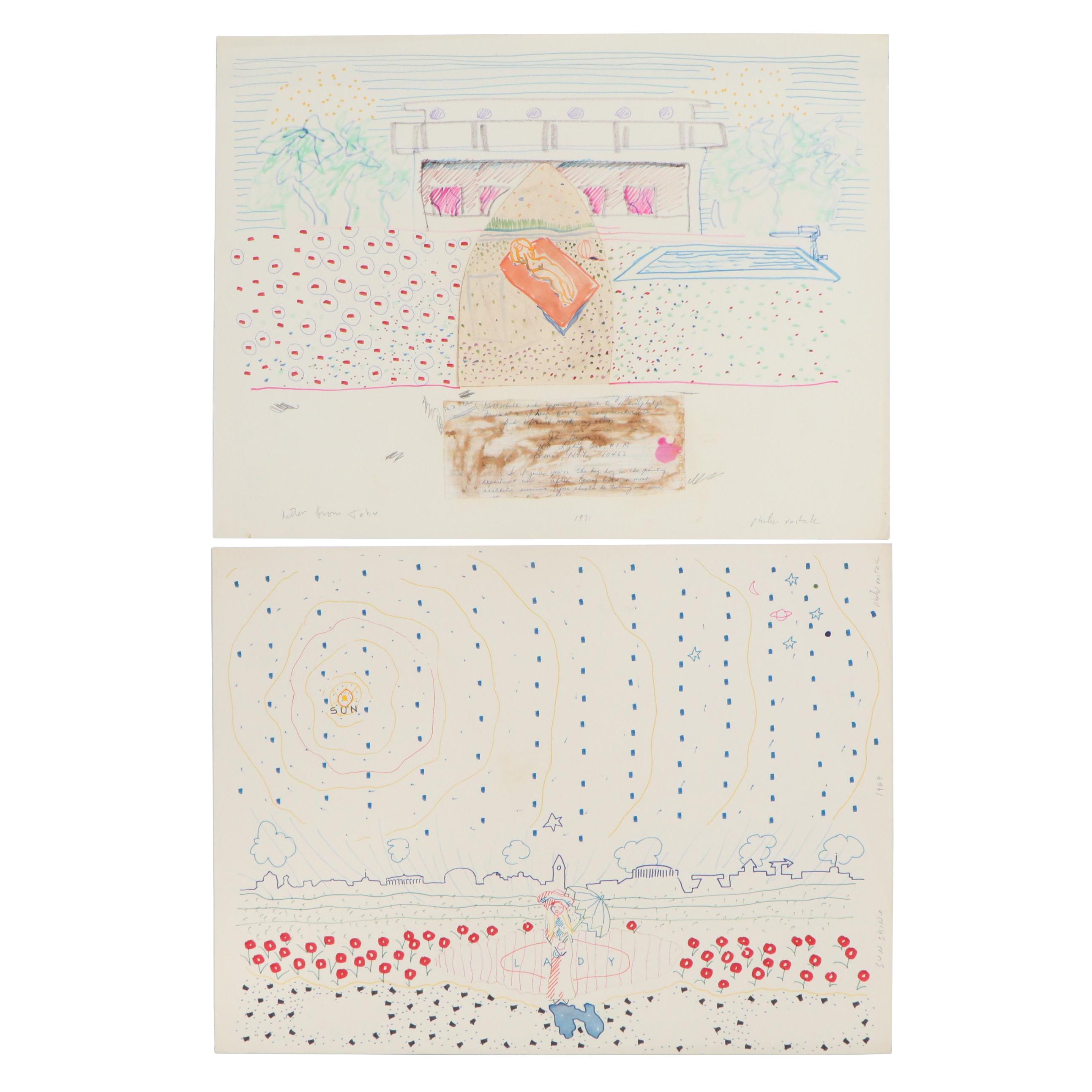Philip the Transplant Abstract Drawings "Letter From John" and "Sunshine"