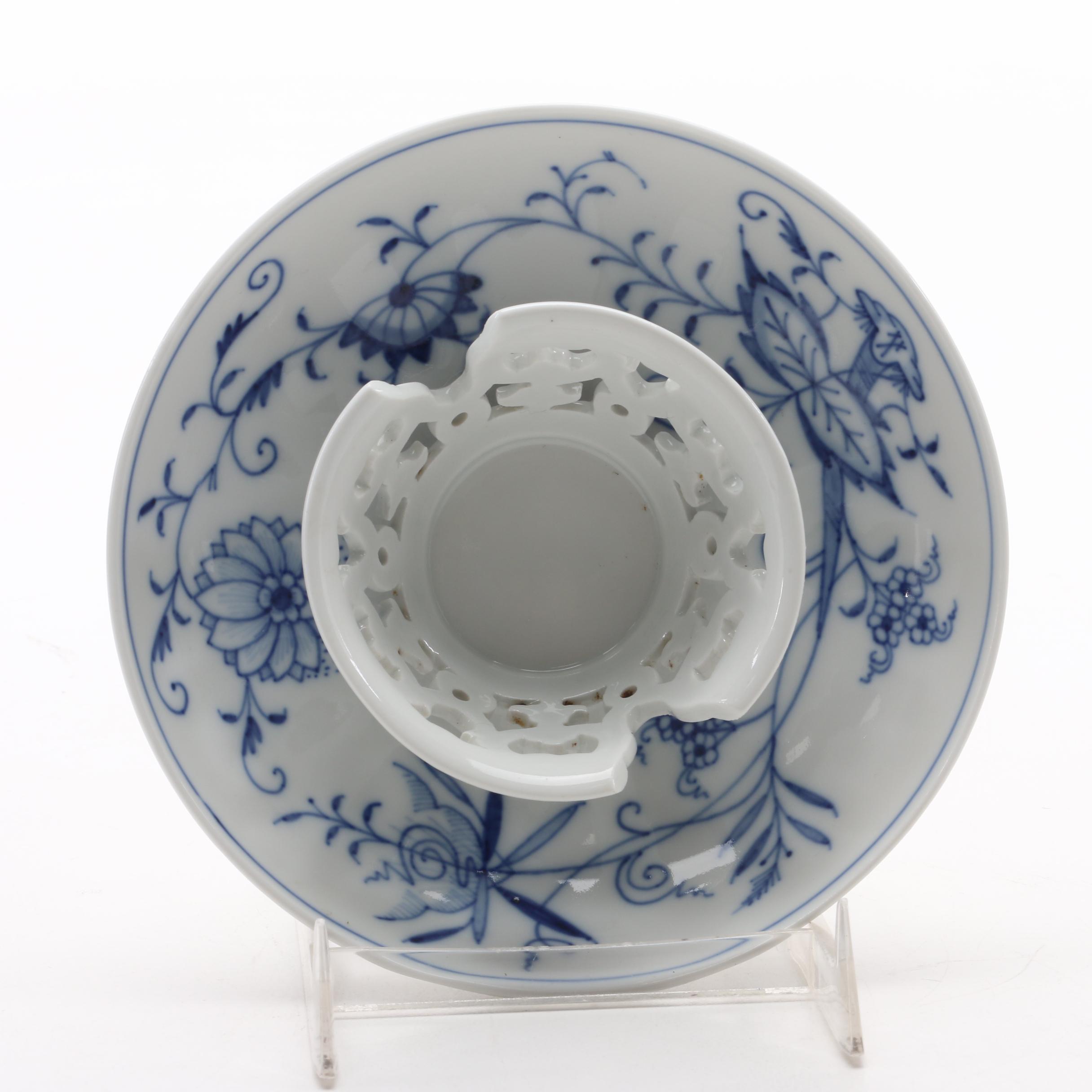 Meissen "Blue Onion" Porcelain Trembleuse Cup and Saucer