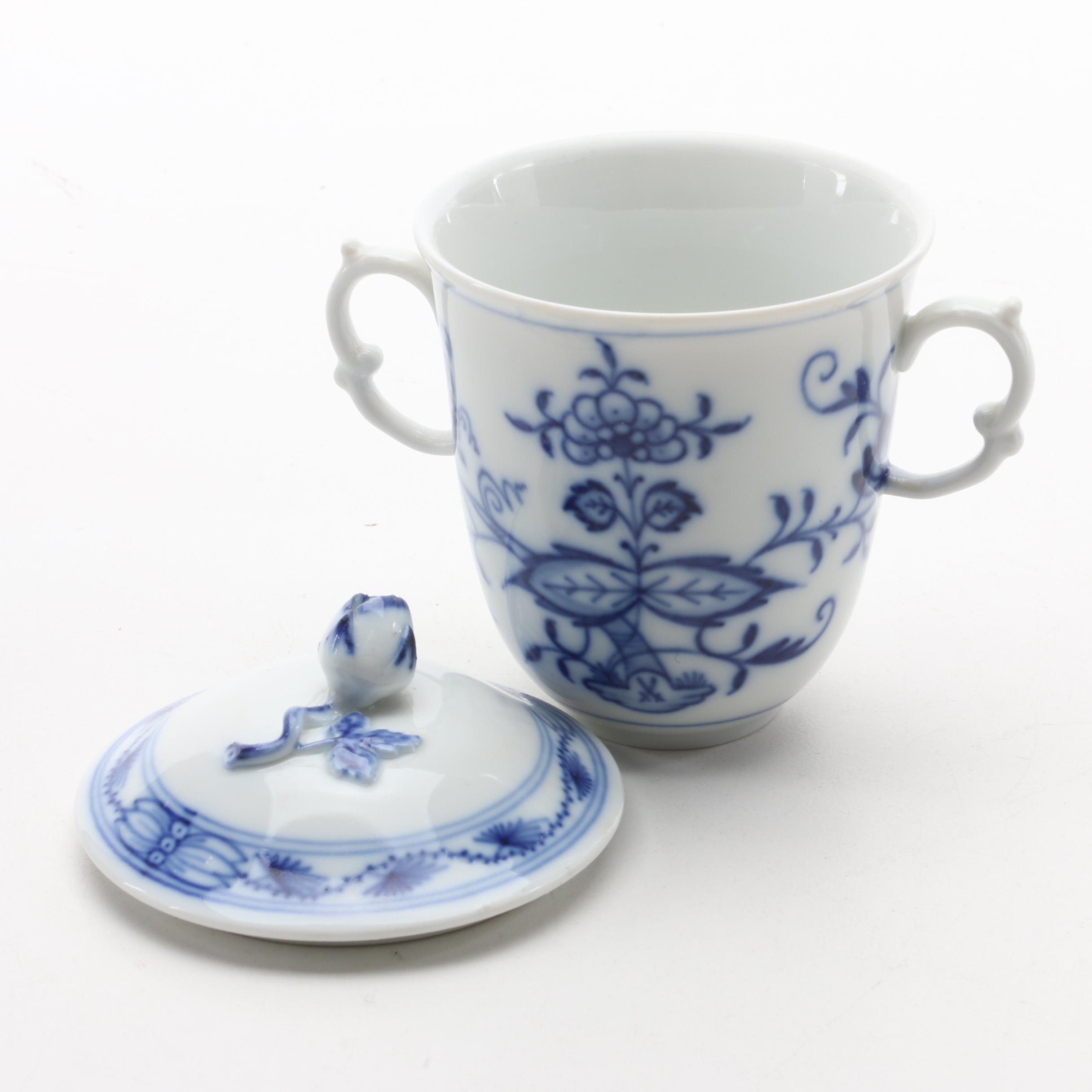 Meissen "Blue Onion" Porcelain Trembleuse Cup and Saucer