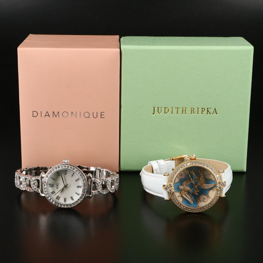 Judith Ripka "Swallow" and Diamonique "Pavé" Quartz Wristwatches