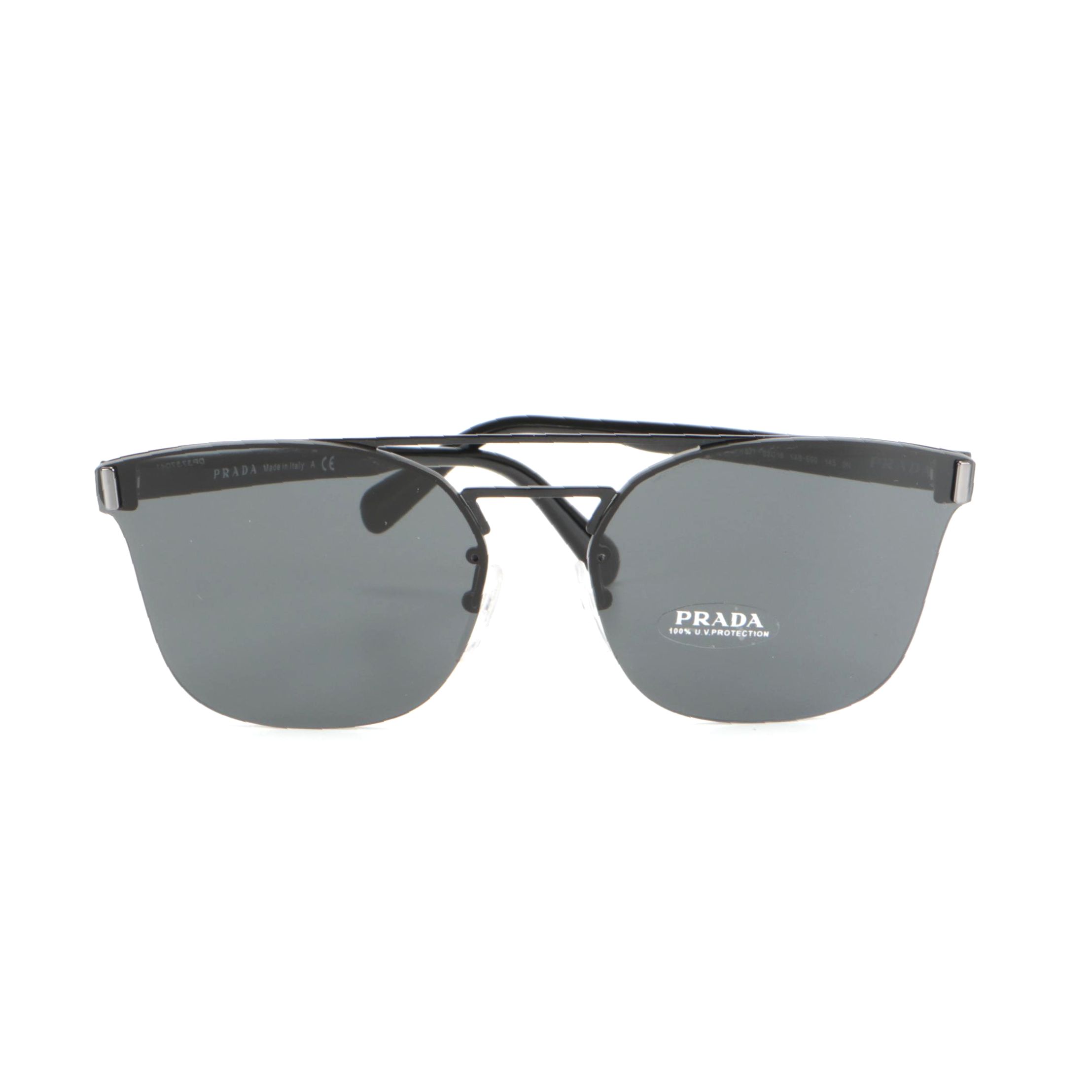 Prada SPR 67T Semi-Rimless Modified Cat Eye Sunglasses