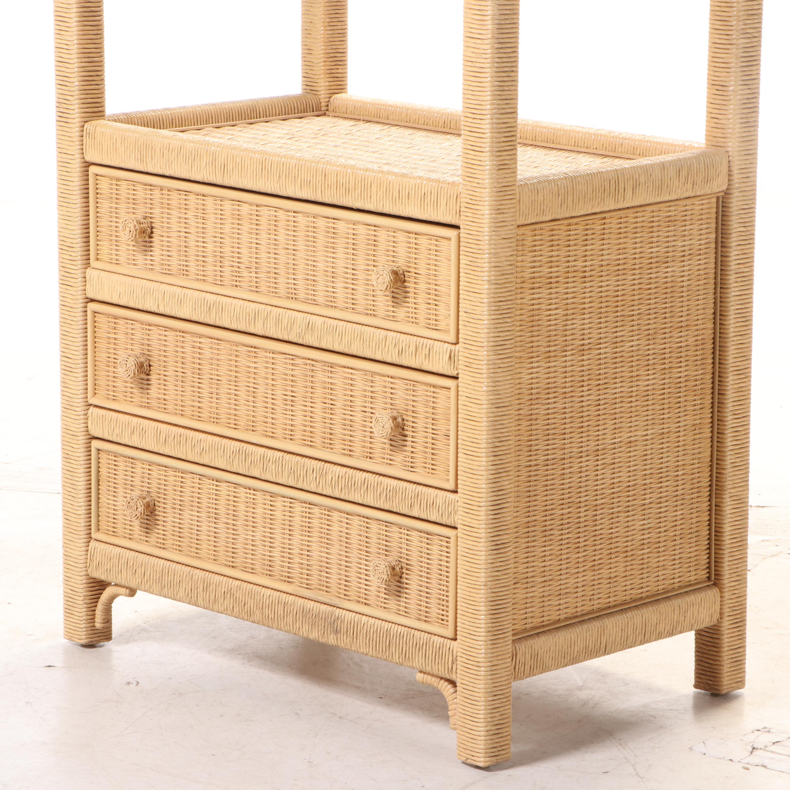 Henry Link for Lexington Wicker Three-Drawer Étagère, Late 20th Century