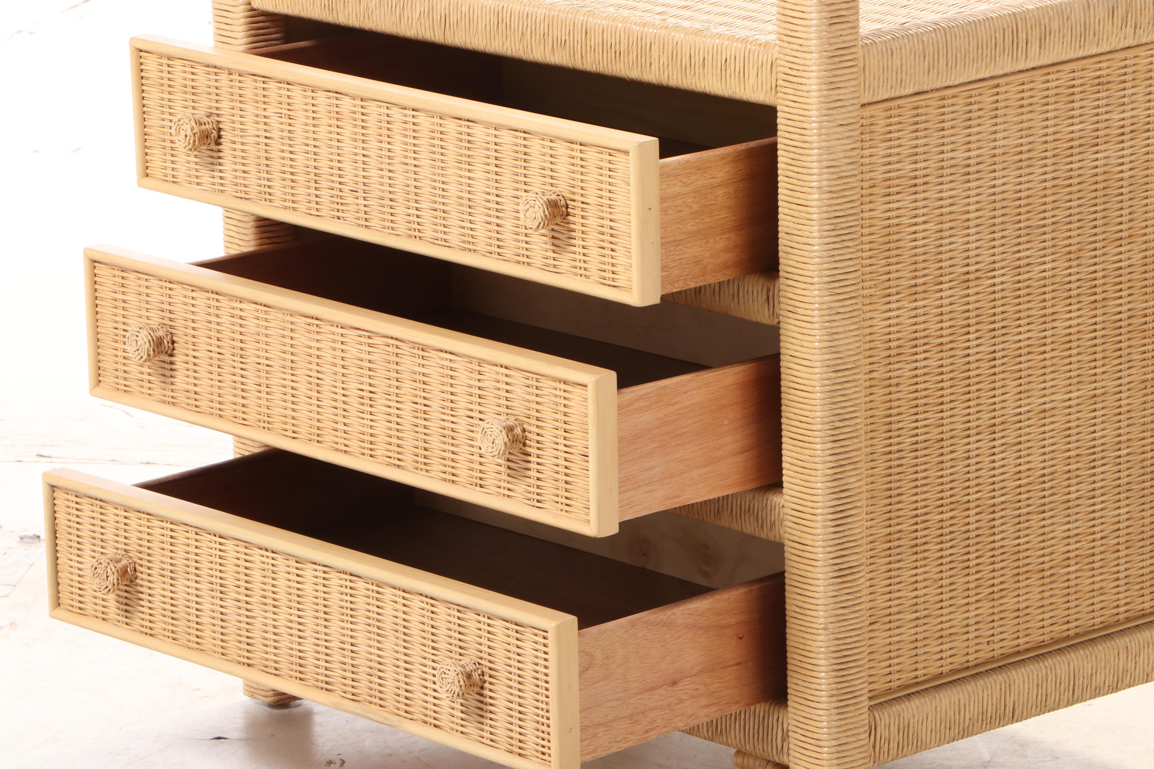 Henry Link for Lexington Wicker Three-Drawer Étagère, Late 20th Century