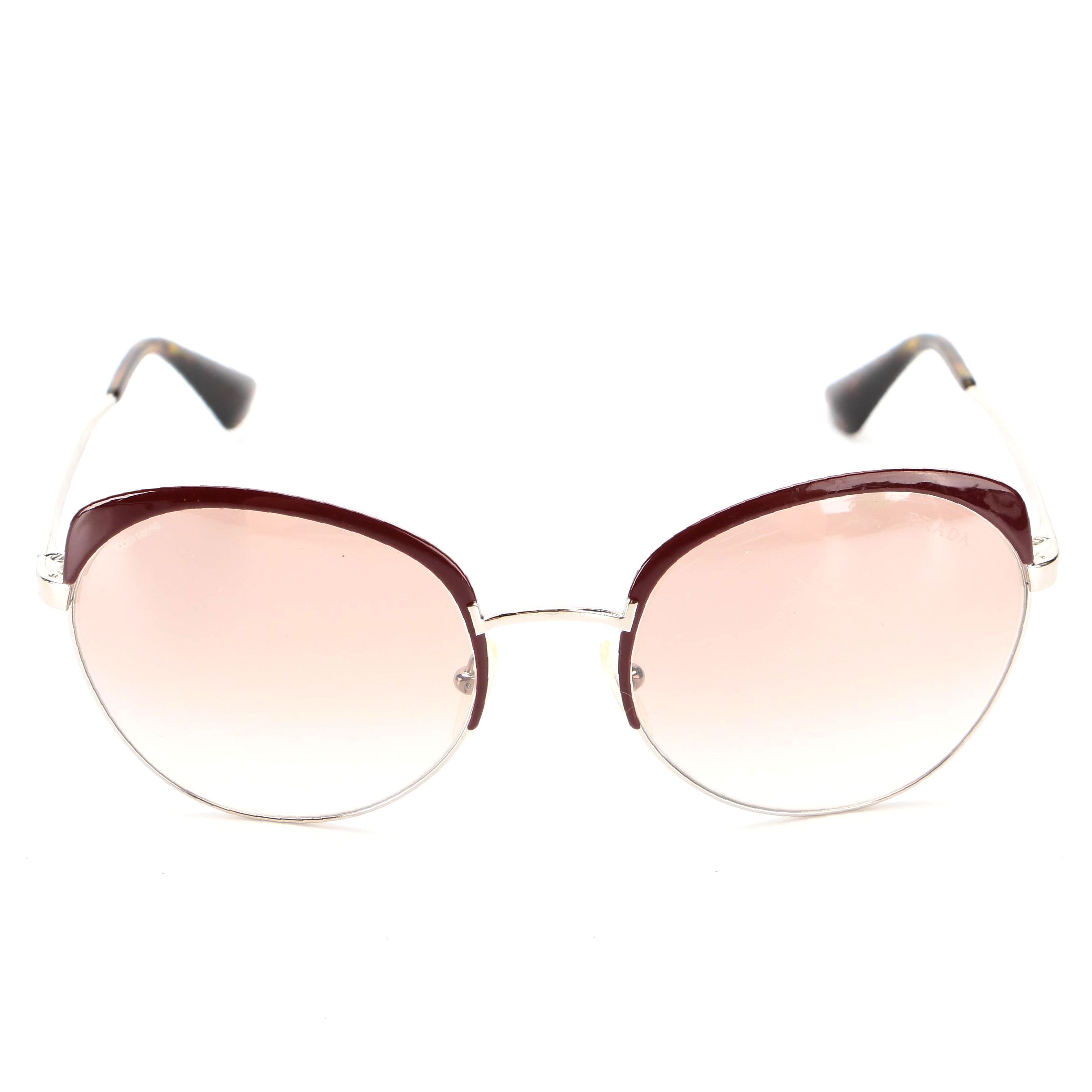 Prada SPR 54S Round Butterfly Frame in Burgundy and Tortoise Acetate Accents