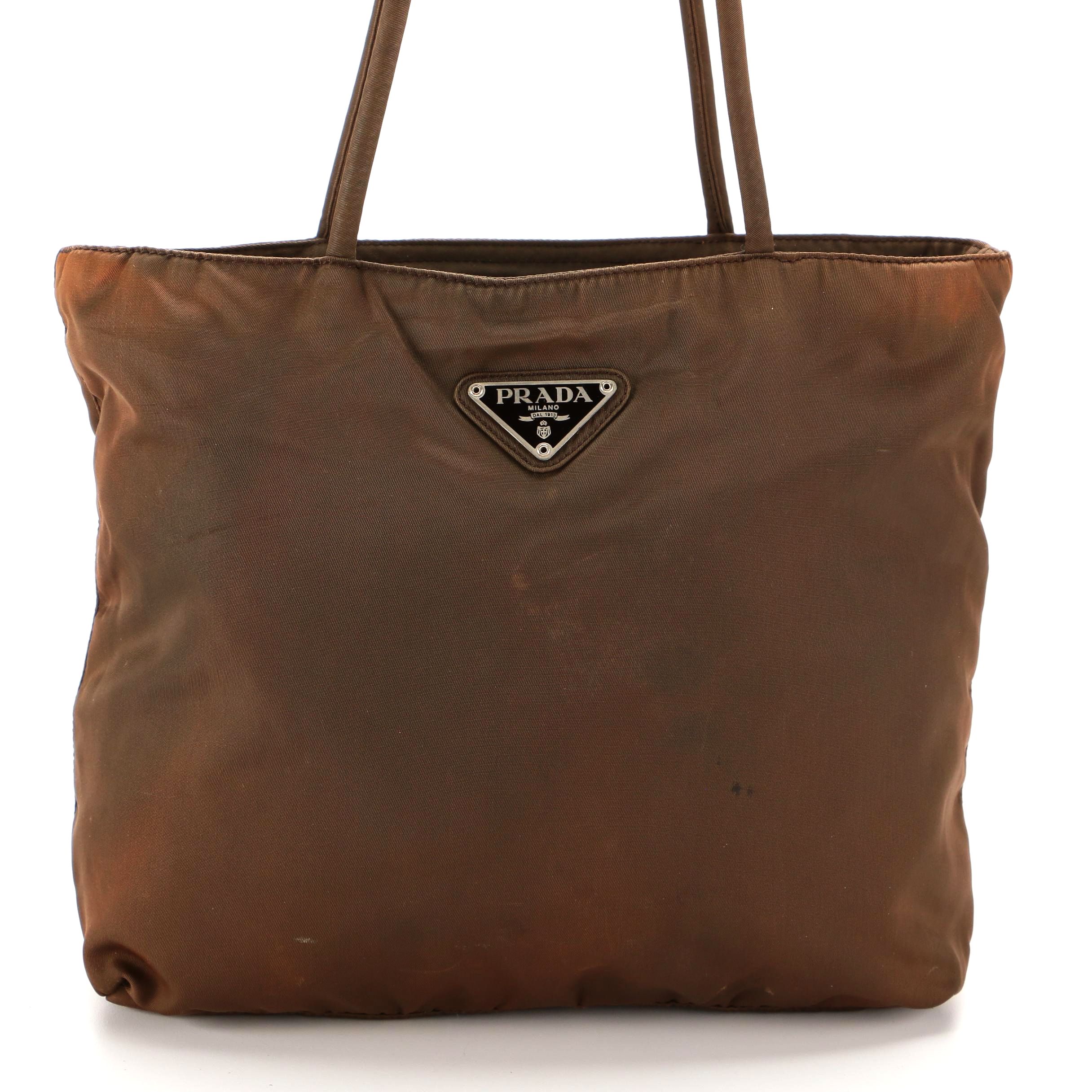 Prada City Tote Shoulder Bag in Brown Nylon