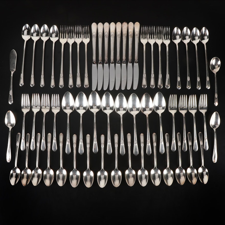 1847 Rogers Bros. "Adoration" Silver Plate Flatware with Chest, 1930–1973