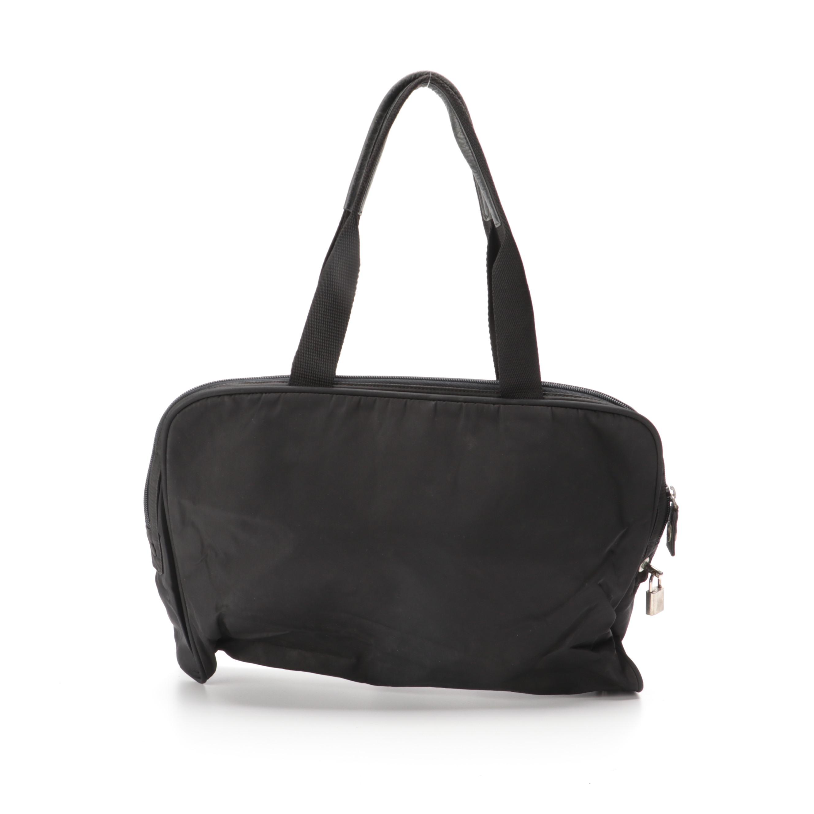 Prada Zip Satchel in Black Tessuto Nylon and Leather