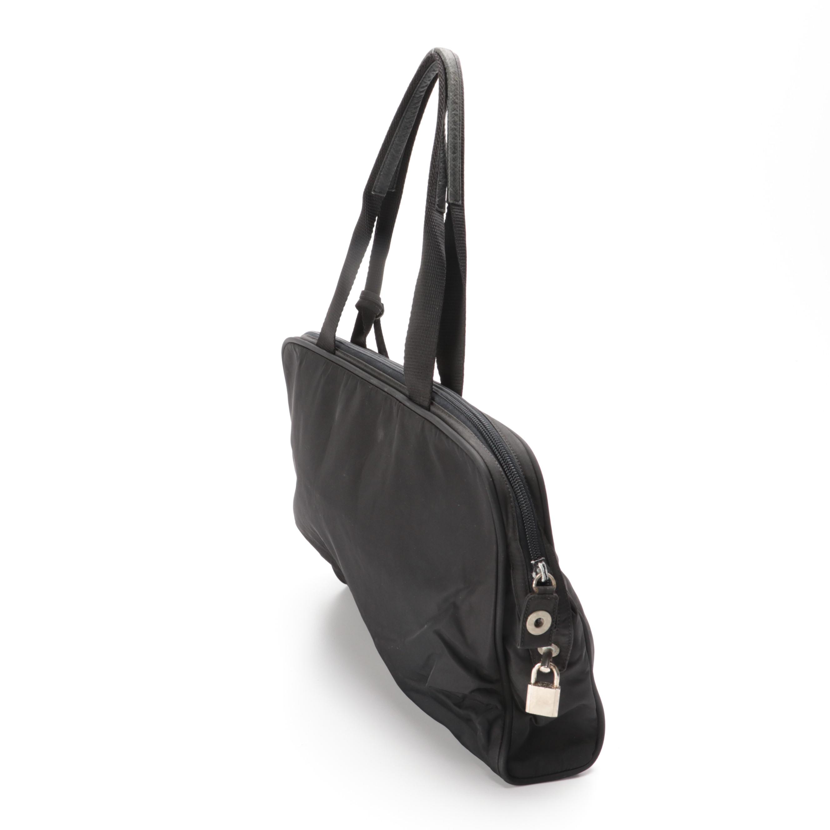 Prada Zip Satchel in Black Tessuto Nylon and Leather