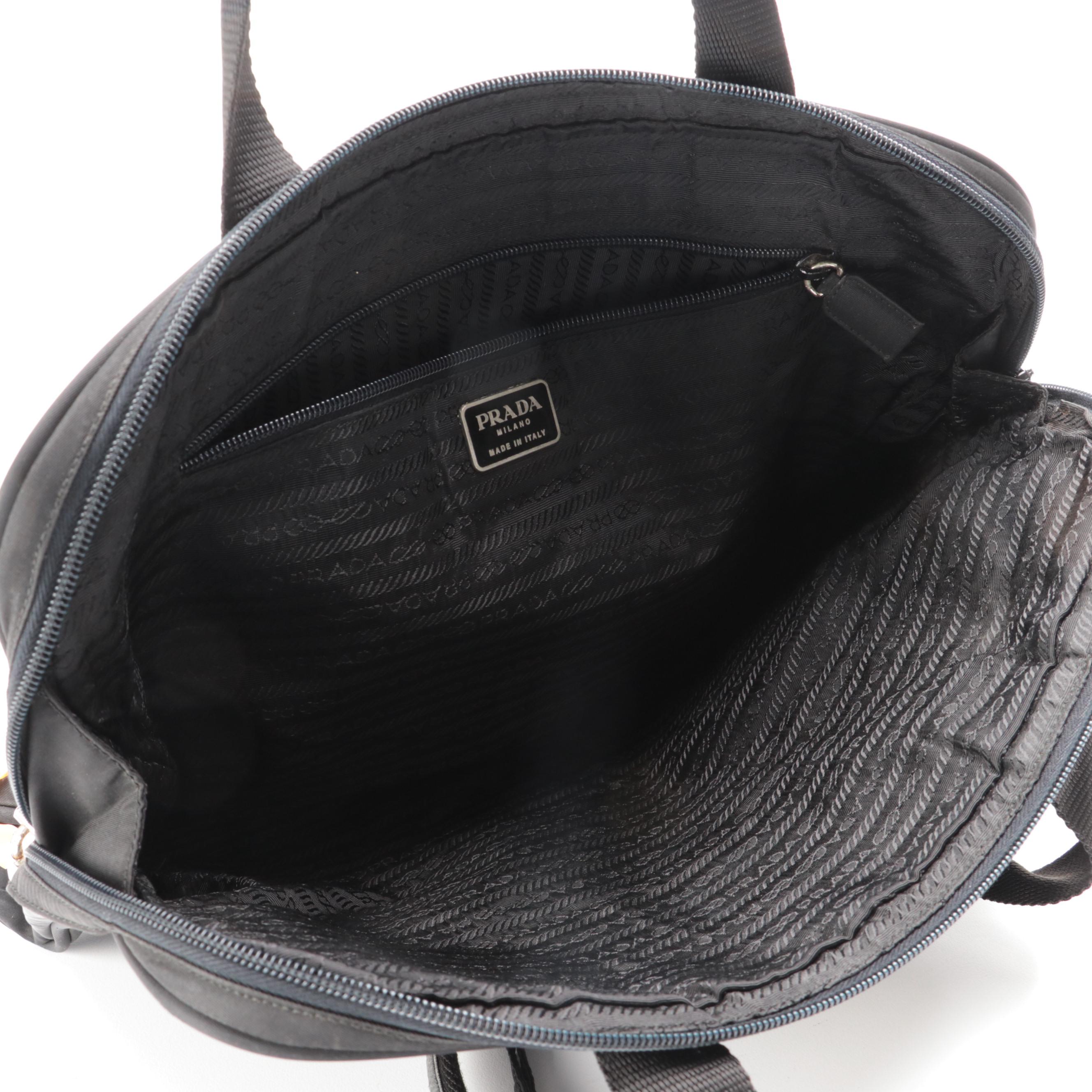 Prada Zip Satchel in Black Tessuto Nylon and Leather