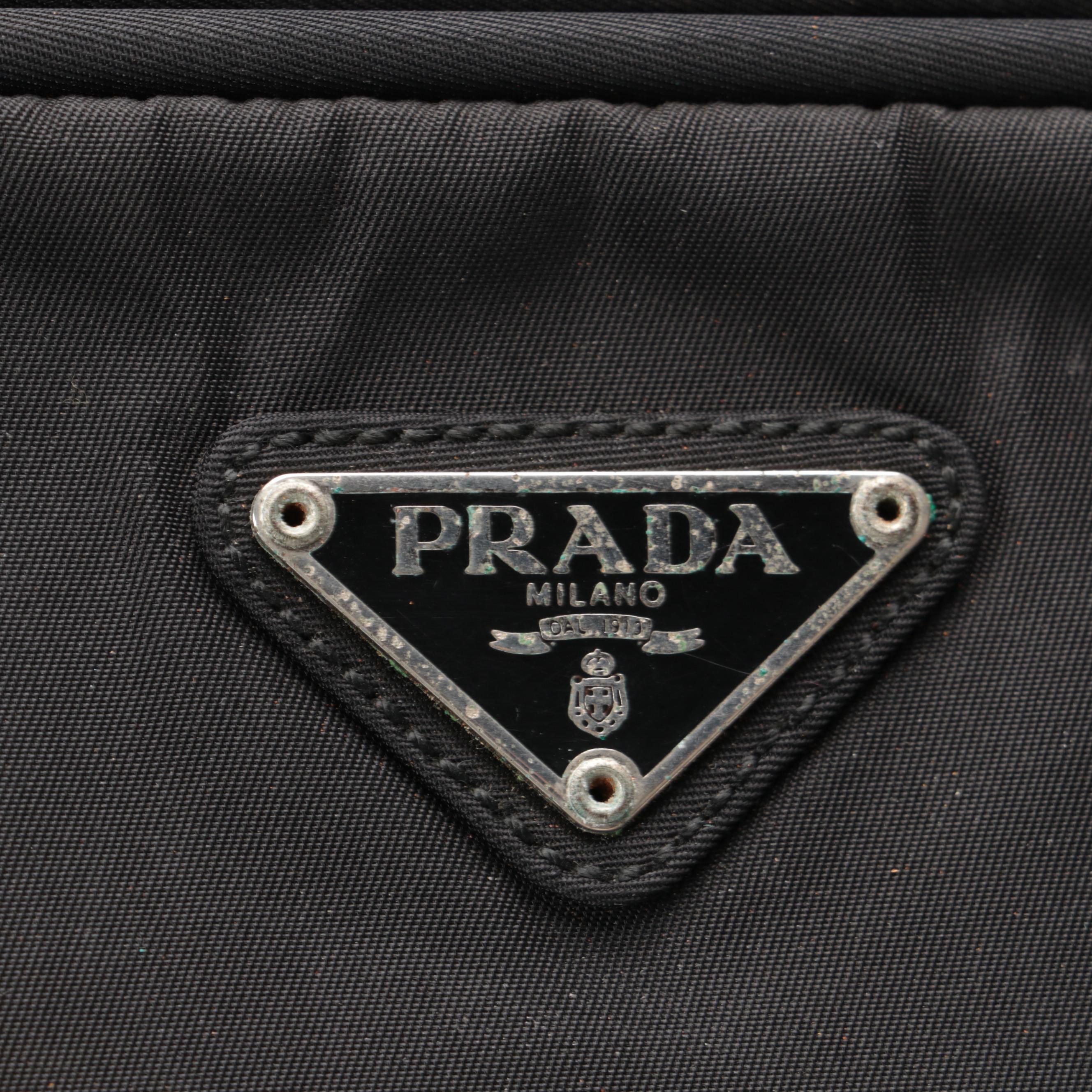 Prada Zip Satchel in Black Tessuto Nylon and Leather