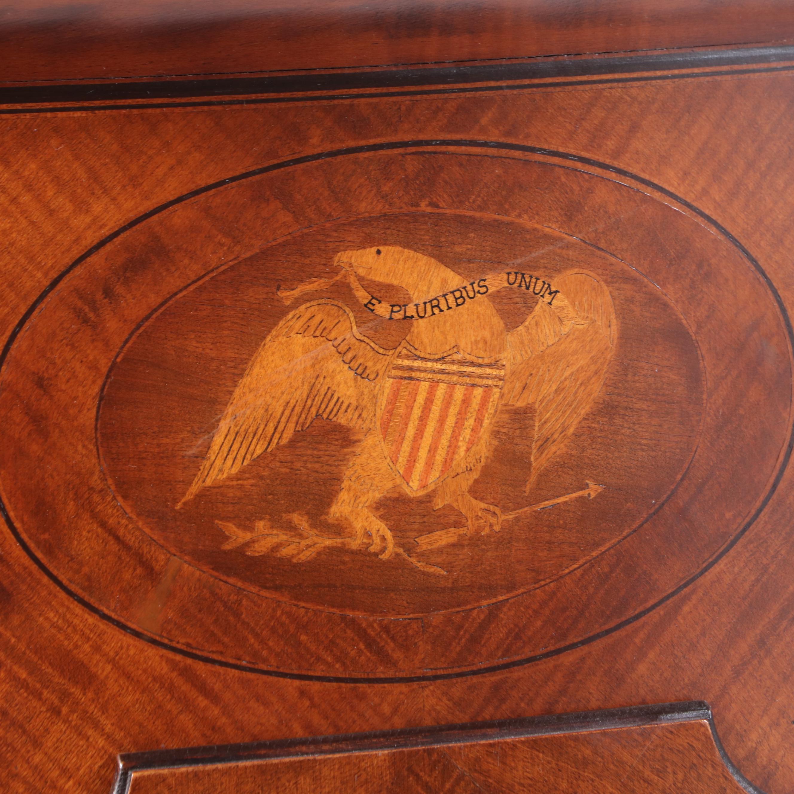 Henry Ford Museum "Jacob Eby" Federal Style Harewood & Marquetry Tall Case Clock