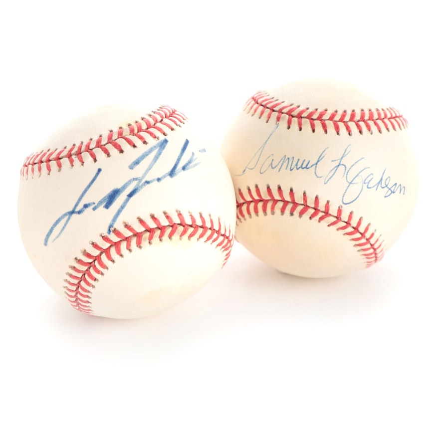 John Travolta and Samuel L. Jackson Signed Rawlings National League Baseballs