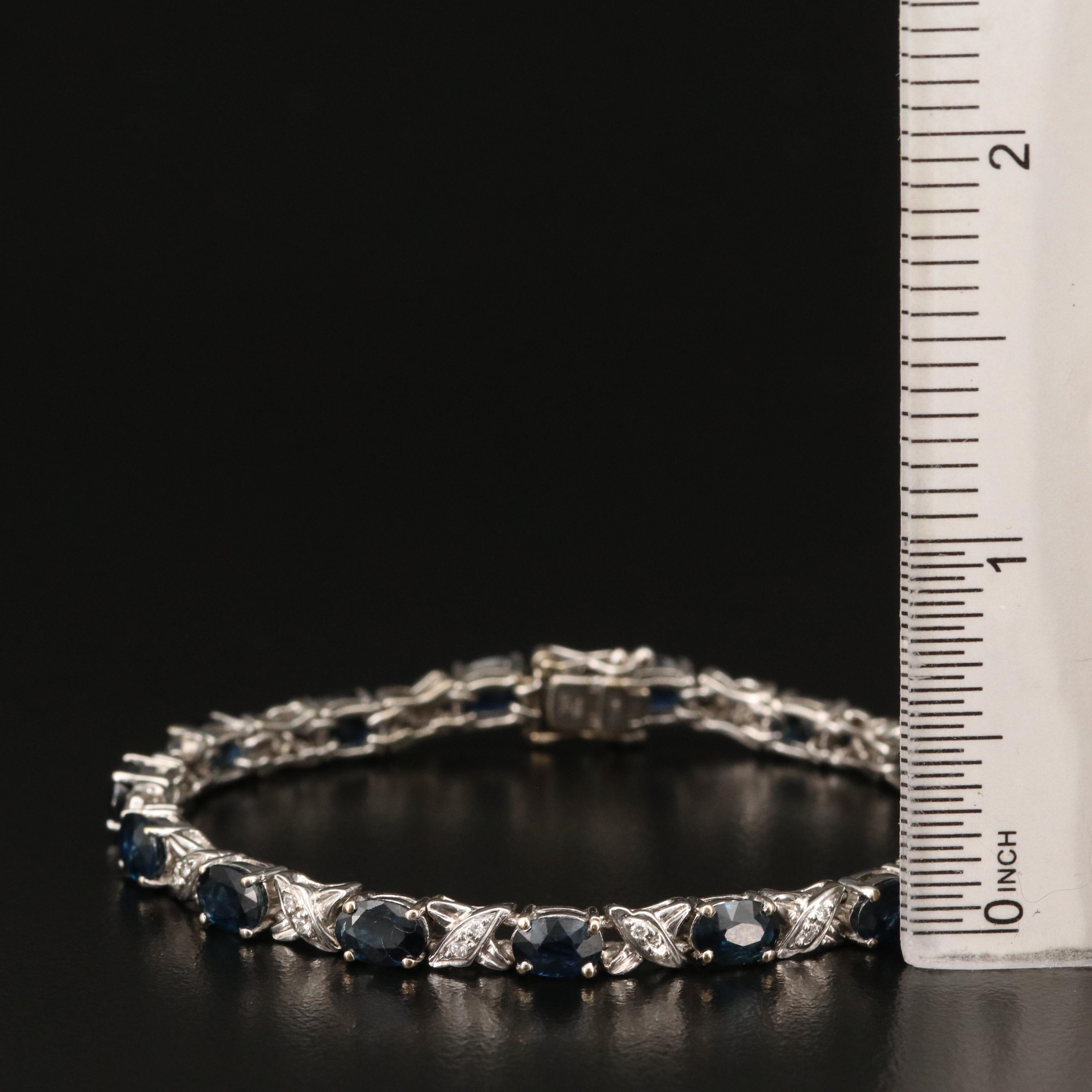 18K Sapphire and Diamond Cross Link Bracelet