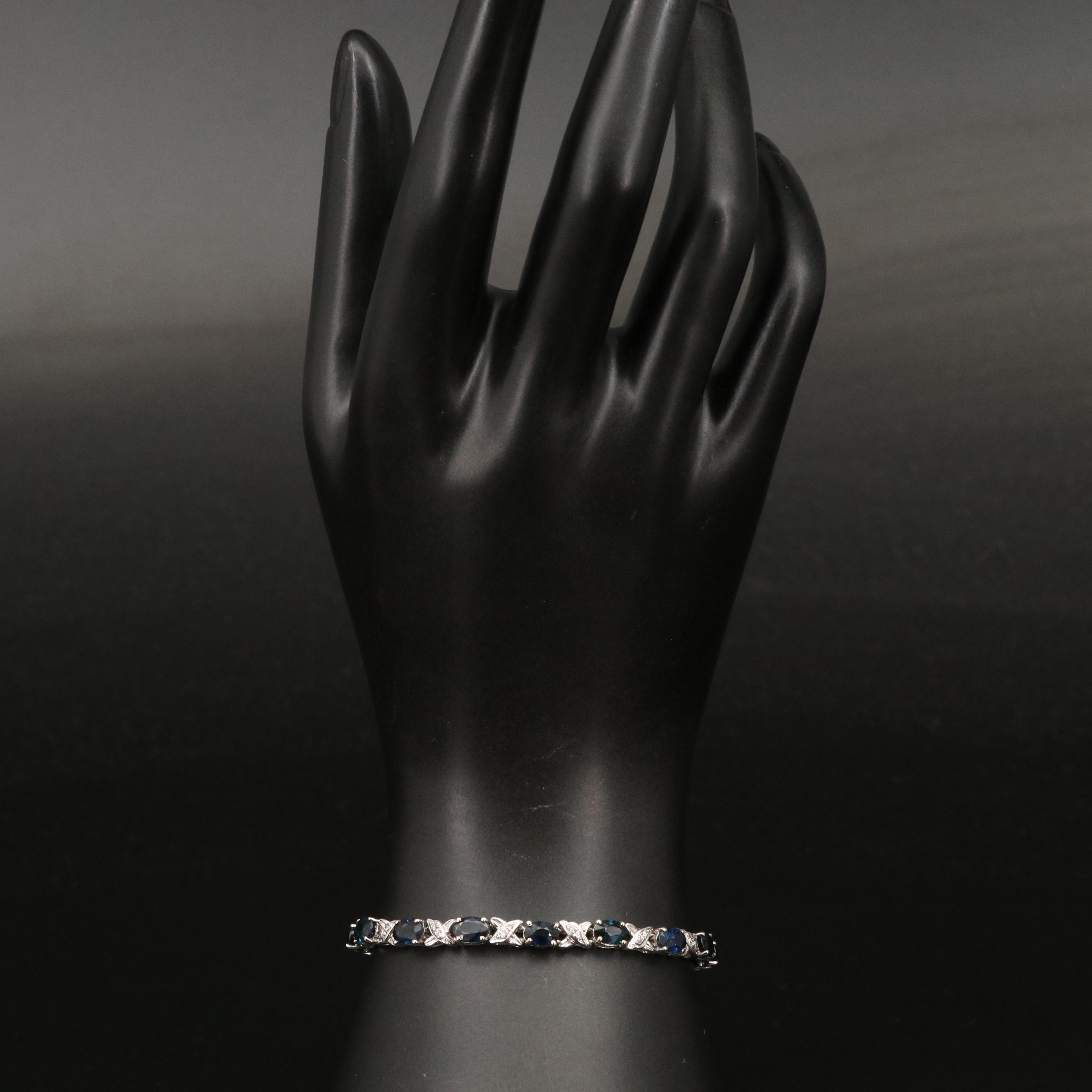 18K Sapphire and Diamond Cross Link Bracelet