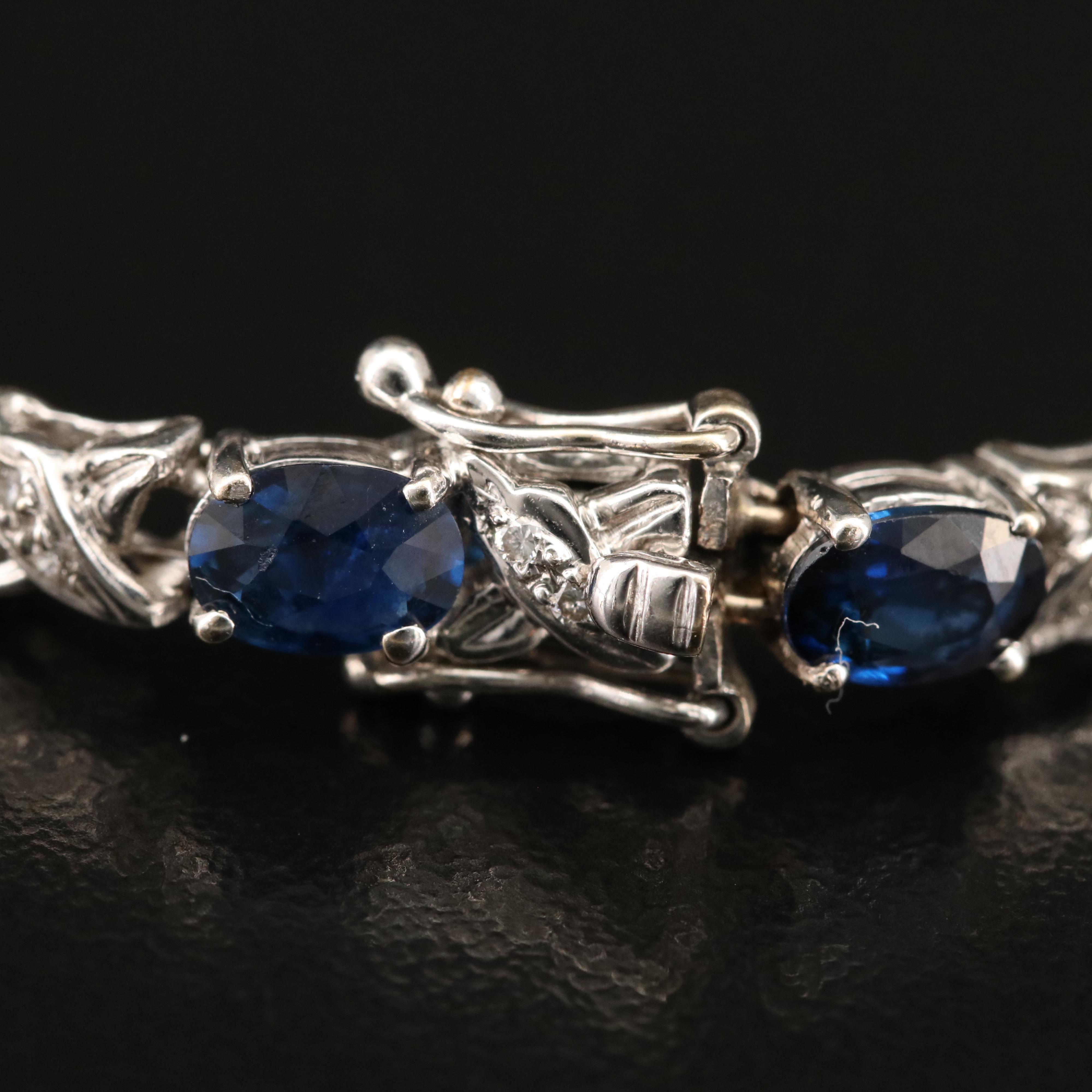 18K Sapphire and Diamond Cross Link Bracelet