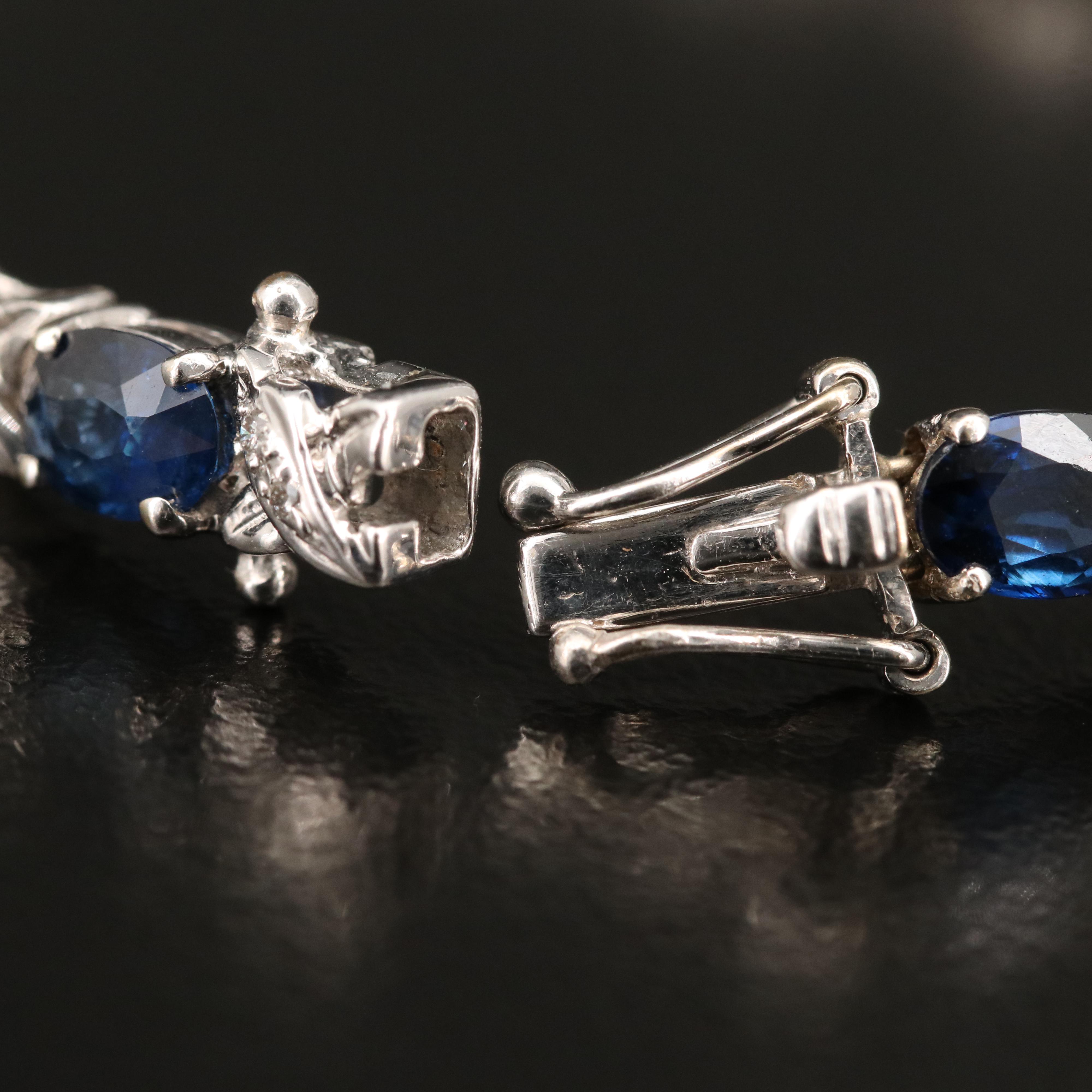 18K Sapphire and Diamond Cross Link Bracelet