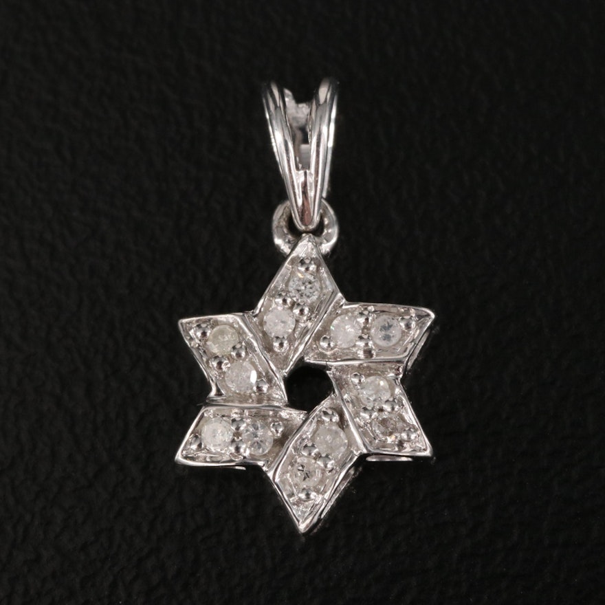 Sterling Diamond Star of David Pendant