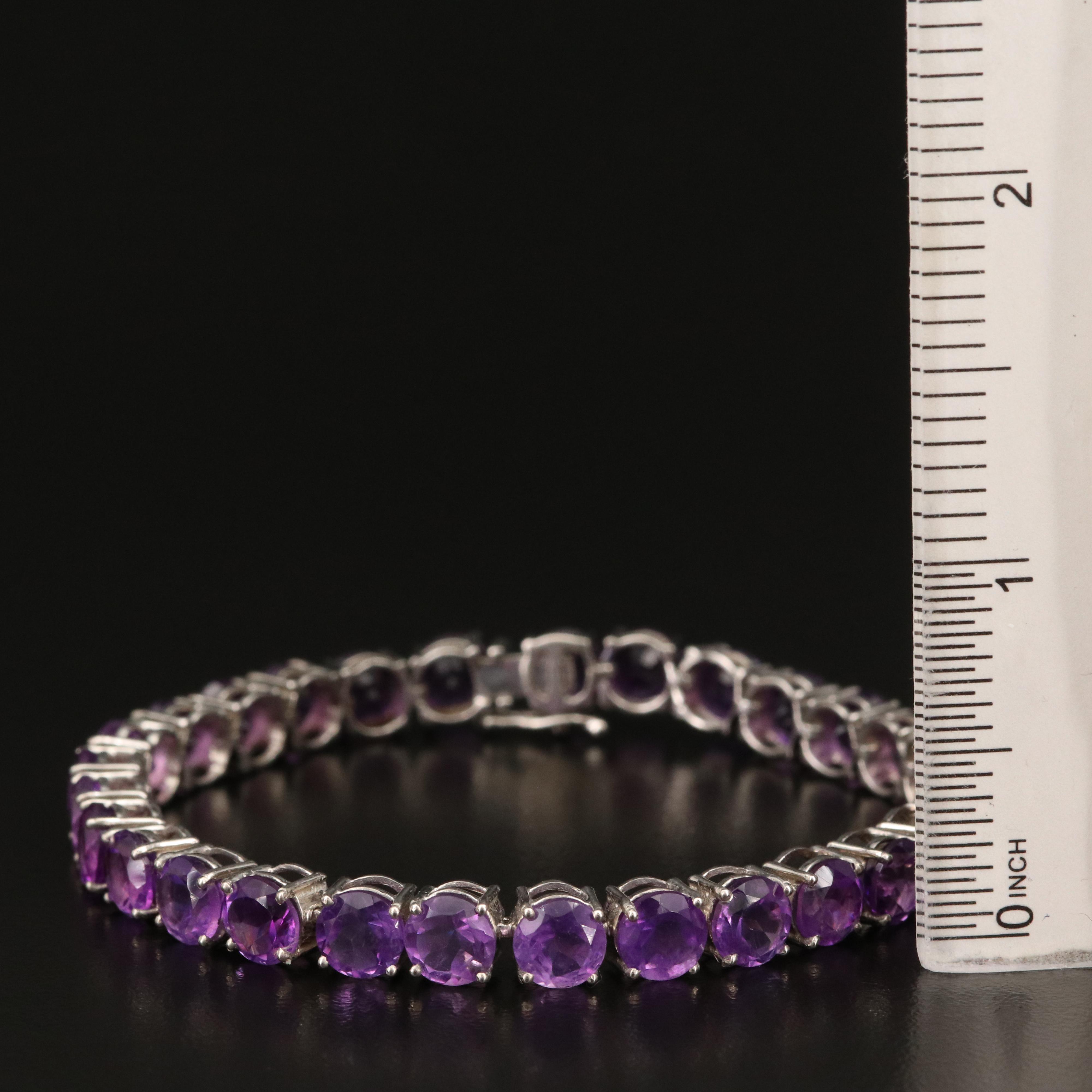 Sterling Amethyst Line Bracelet