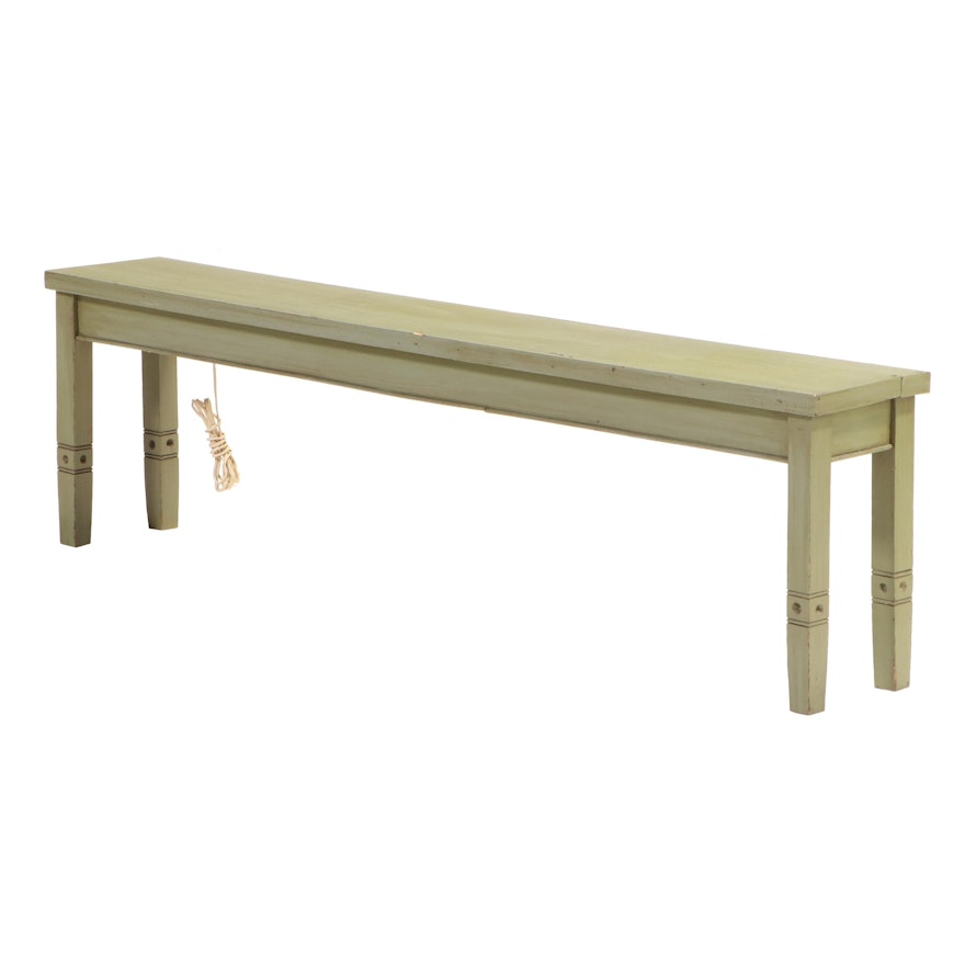 American Primitive Style Green-Painted Bench with Under-Seat Light, 20th Century