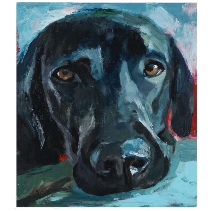 Adam Deda Oil Painting "Black Labrador," 2020