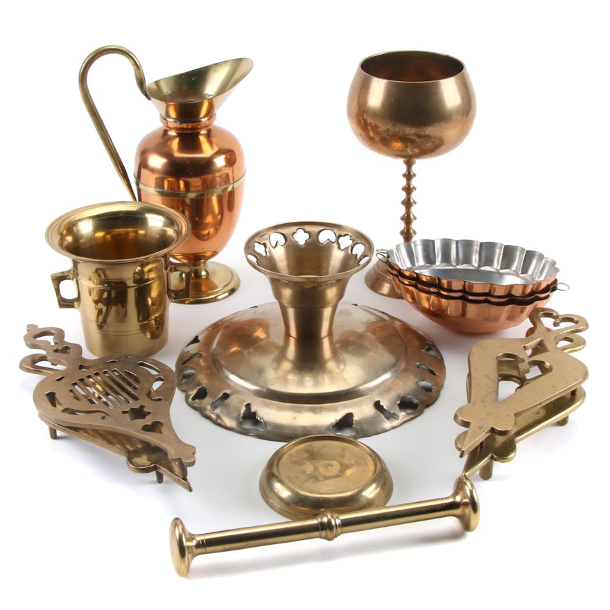 Brass and Copper Table Accessories, 20th Century