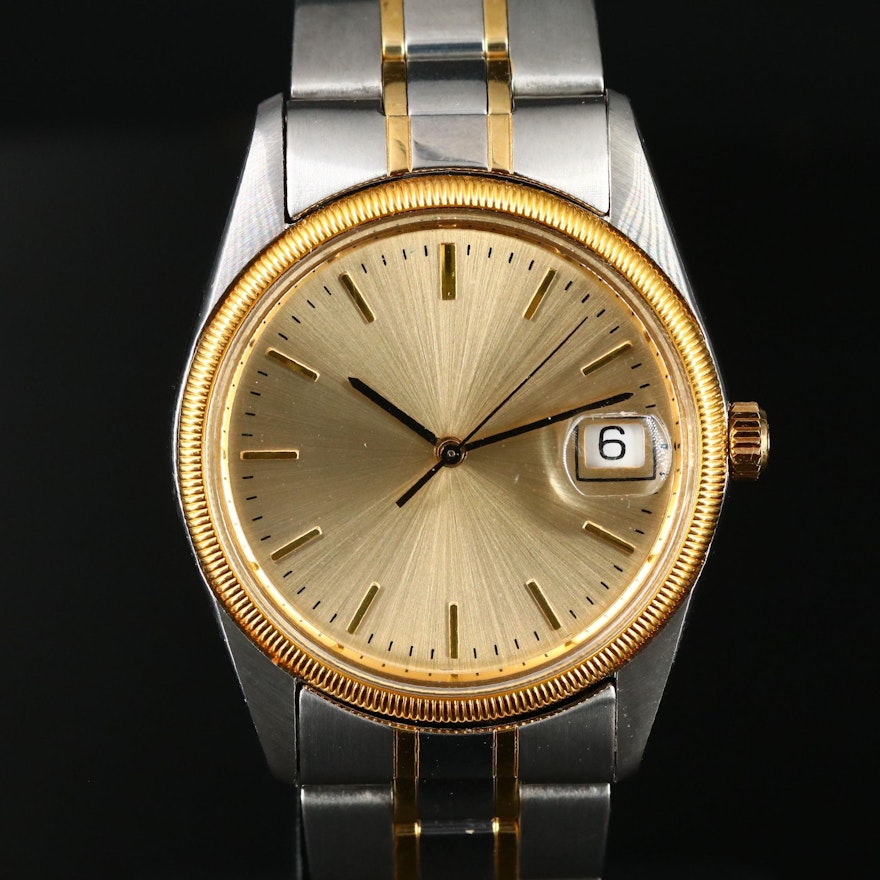 Two Tone Hamilton Masterpiece with Date Quartz Wristwatch