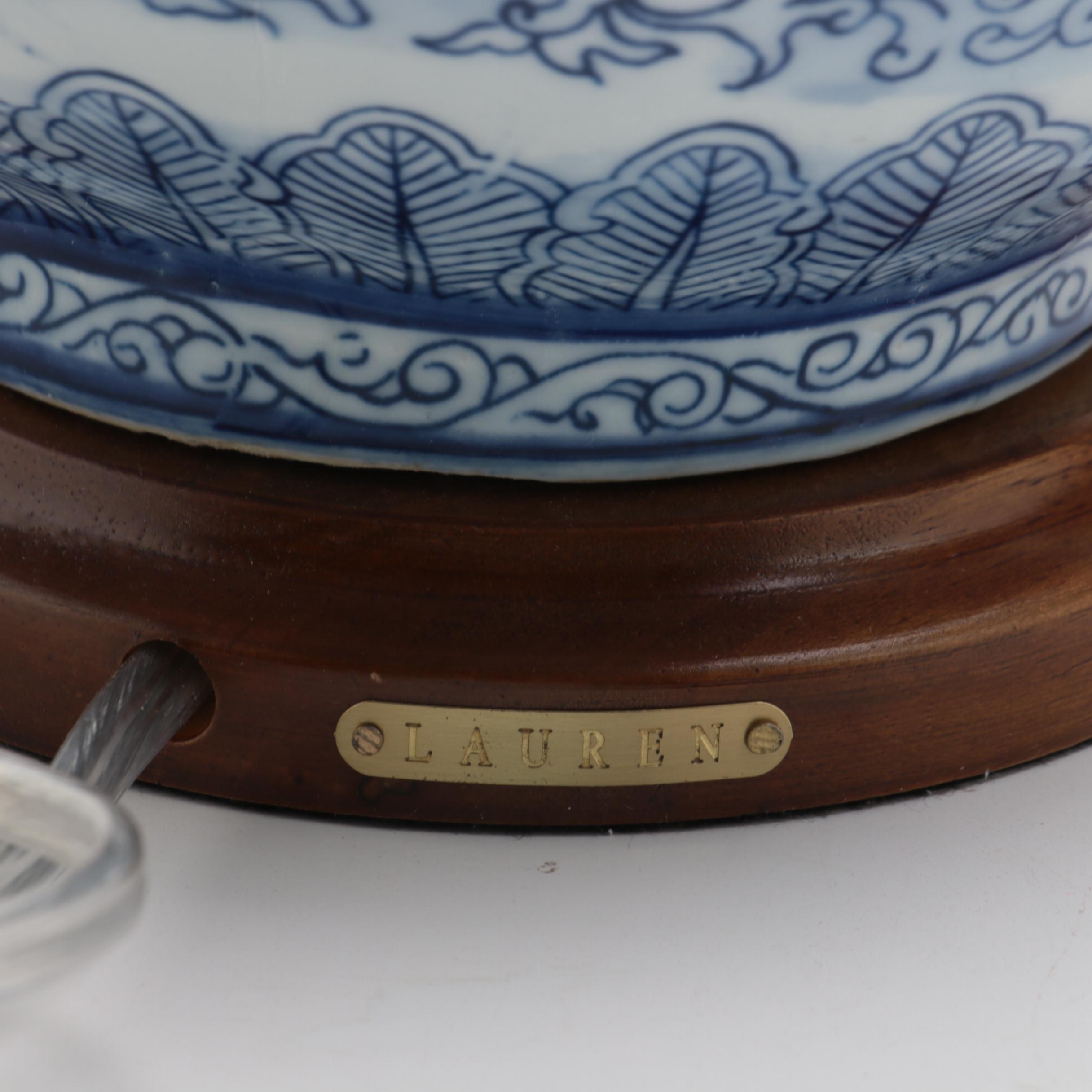 LAUREN Ralph Lauren Blue and White Porcelain Double-Gourd Table Lamps