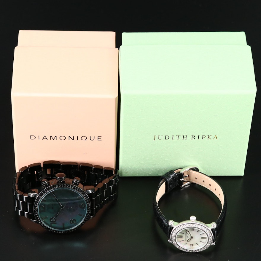 Judith Ripka White Topaz and Diamonique " The Huxley" Wristwatches