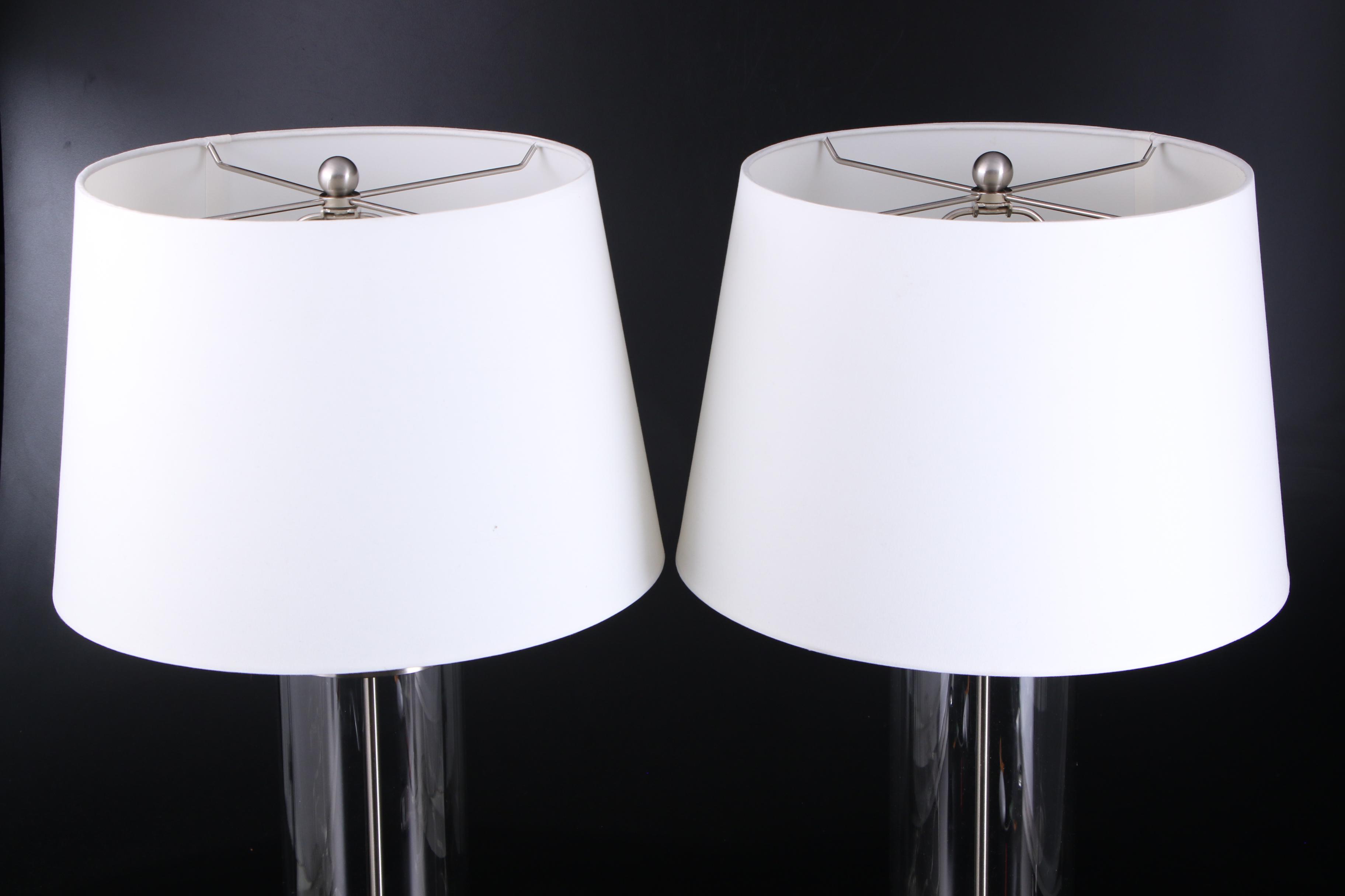 Modernist Style Fillable Clear Glass Cylinder Table Lamps