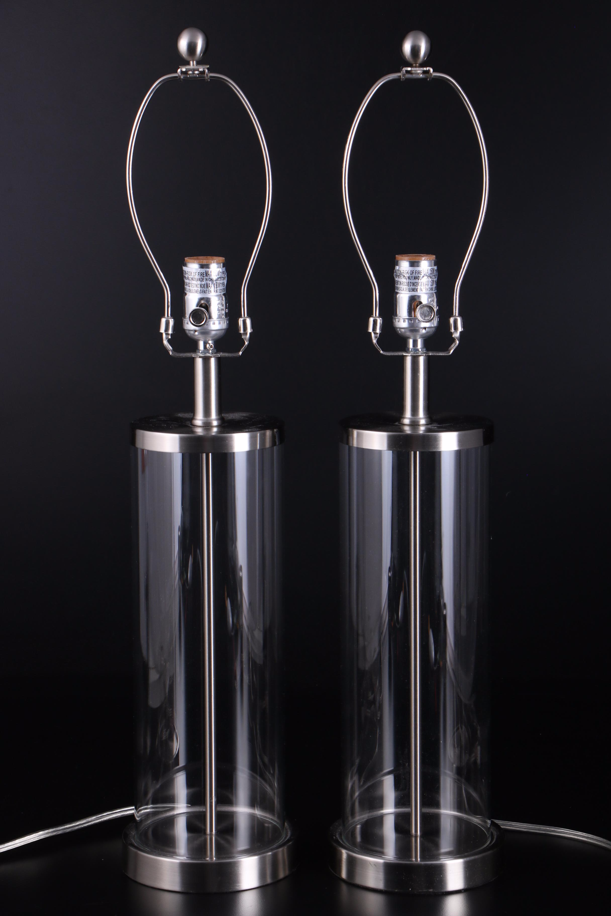 Modernist Style Fillable Clear Glass Cylinder Table Lamps