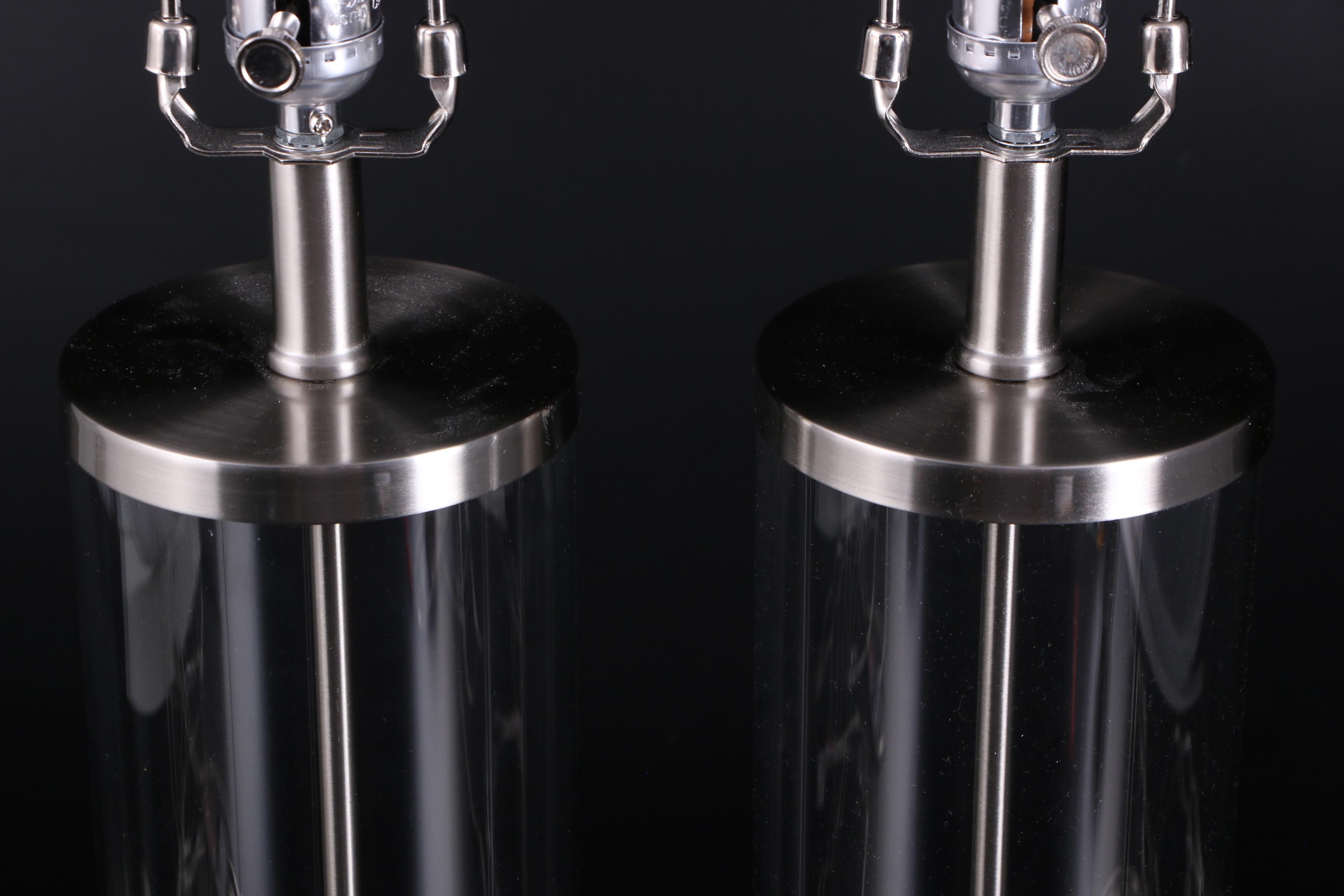 Modernist Style Fillable Clear Glass Cylinder Table Lamps