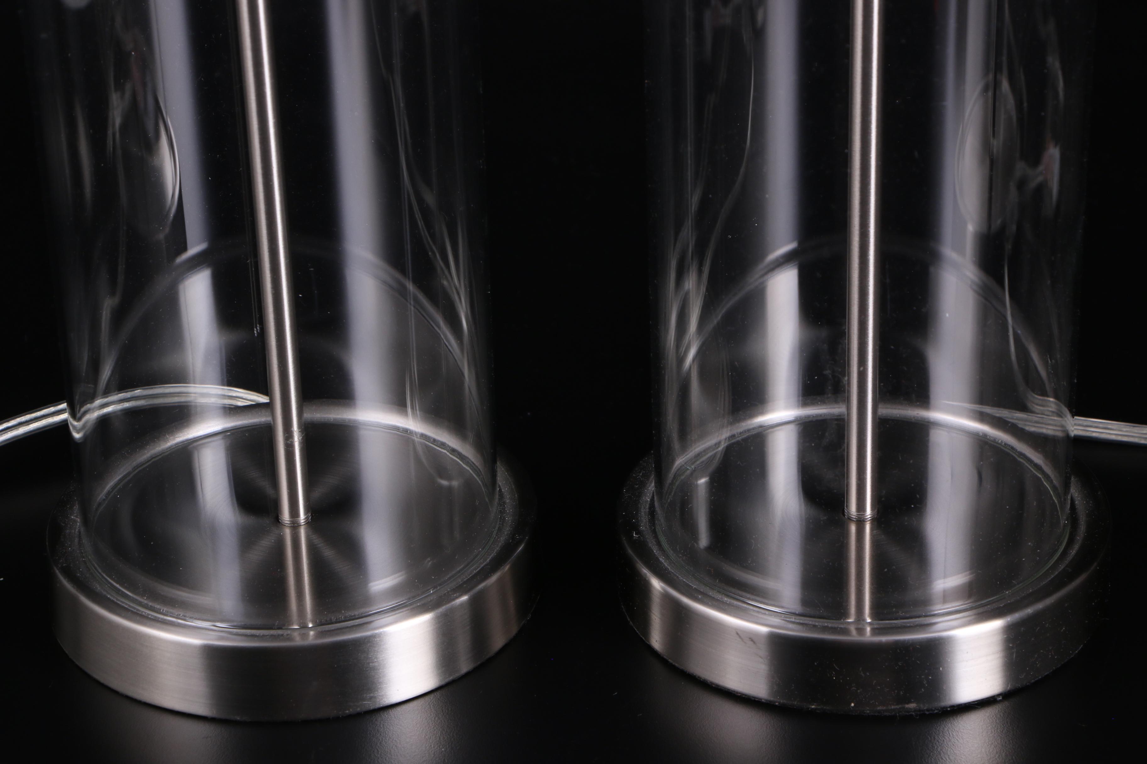 Modernist Style Fillable Clear Glass Cylinder Table Lamps