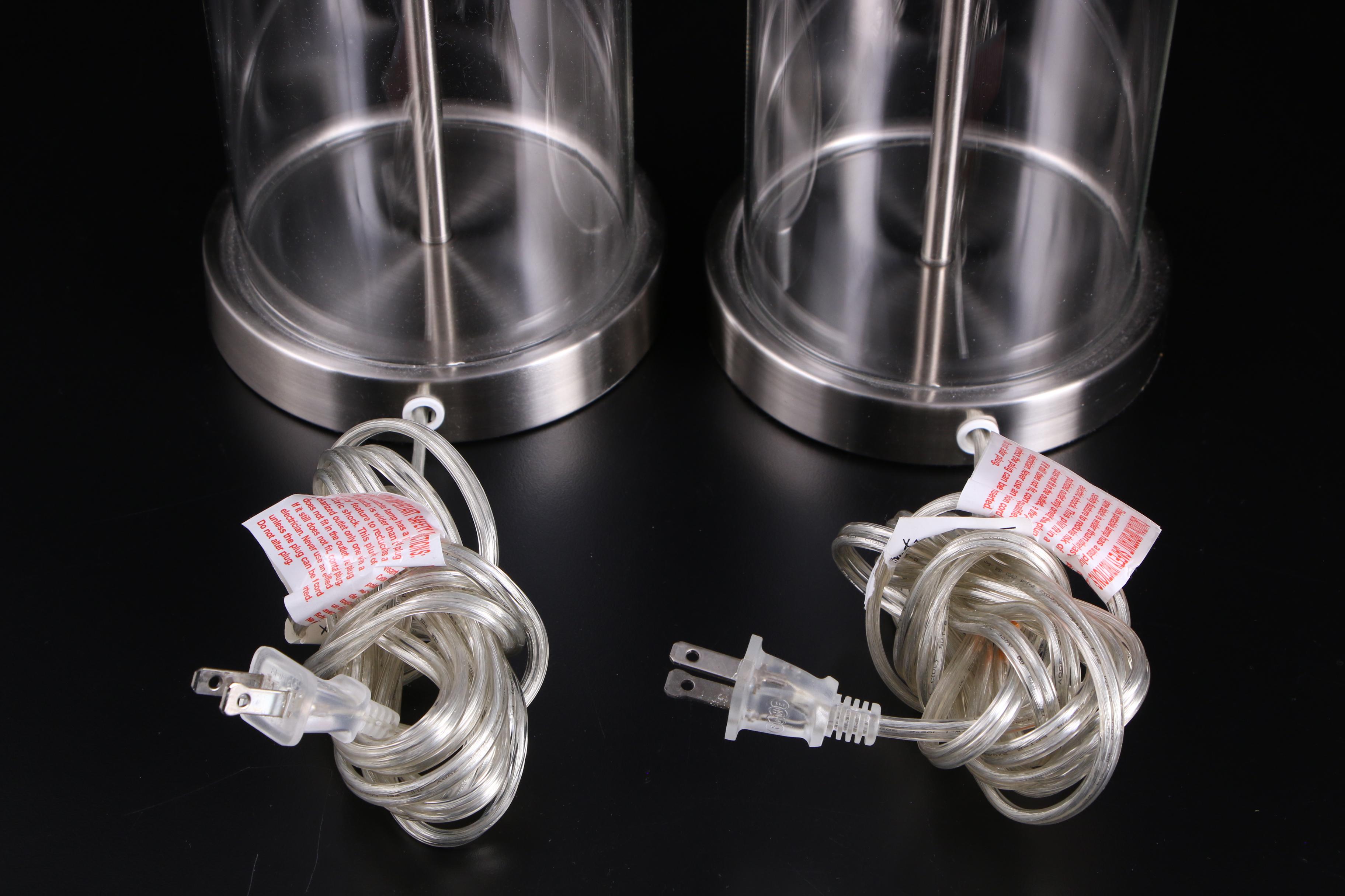 Modernist Style Fillable Clear Glass Cylinder Table Lamps