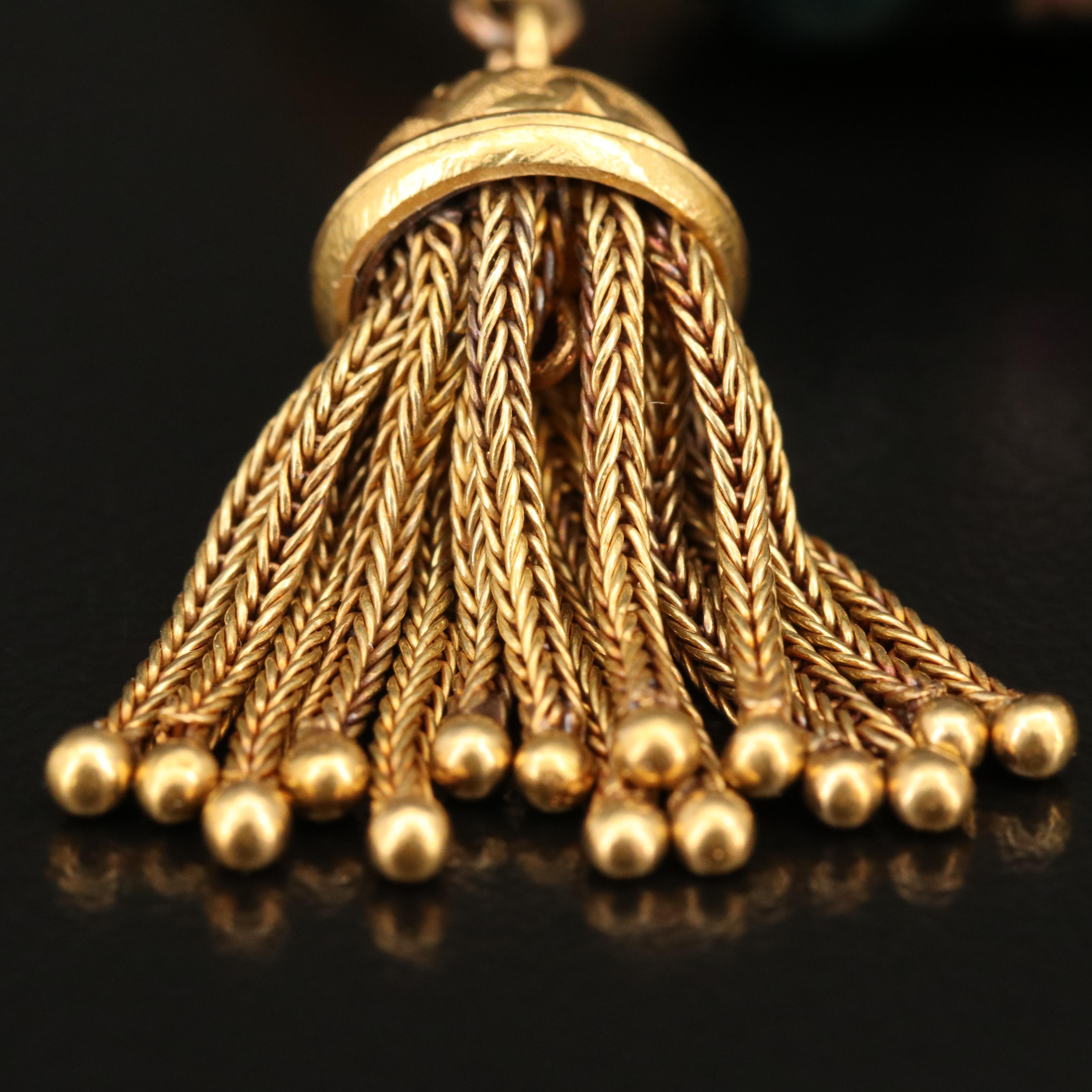 Vintage 14K Bloodstone, Ruby and Diamond Tasseled Brooch