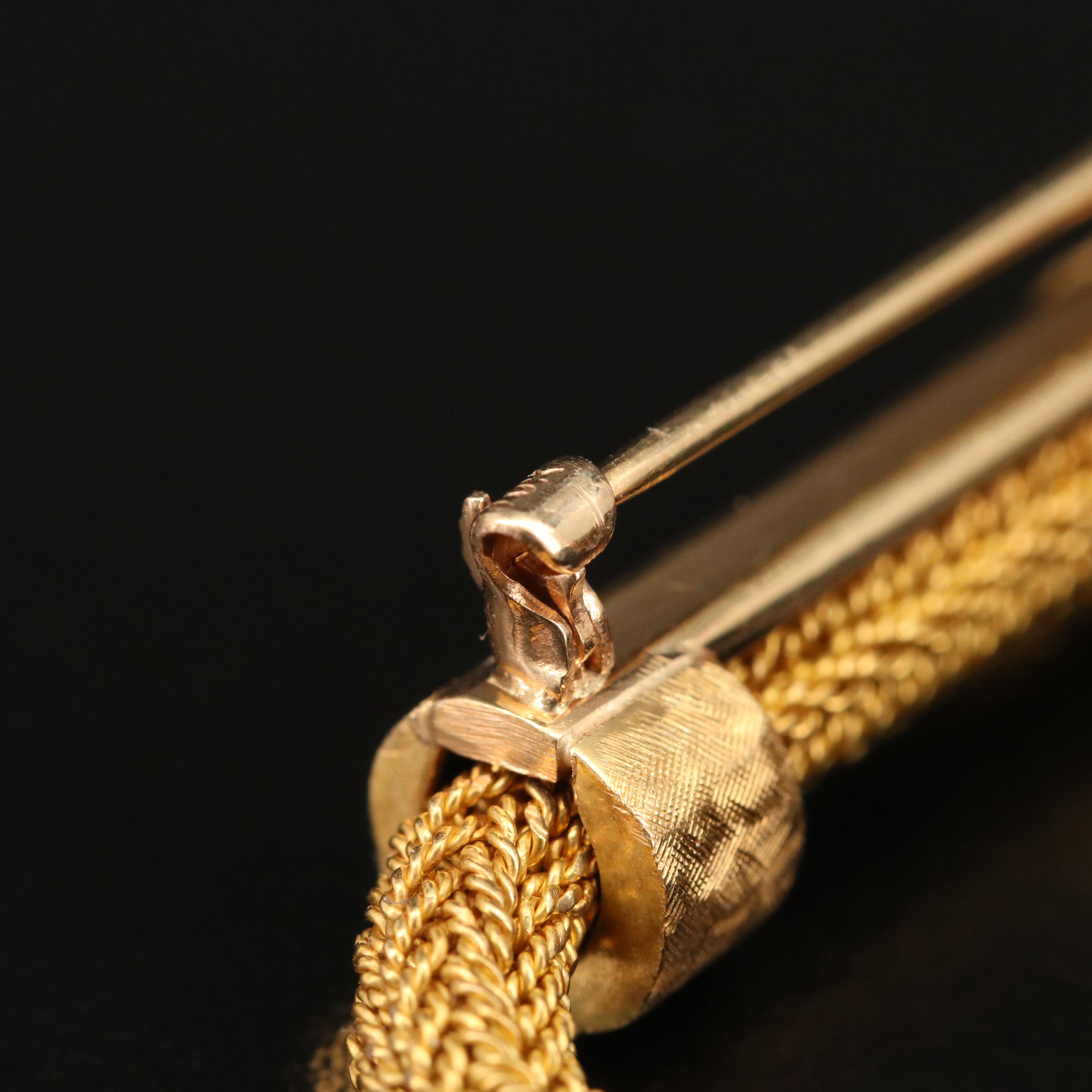 Vintage 14K Bloodstone, Ruby and Diamond Tasseled Brooch